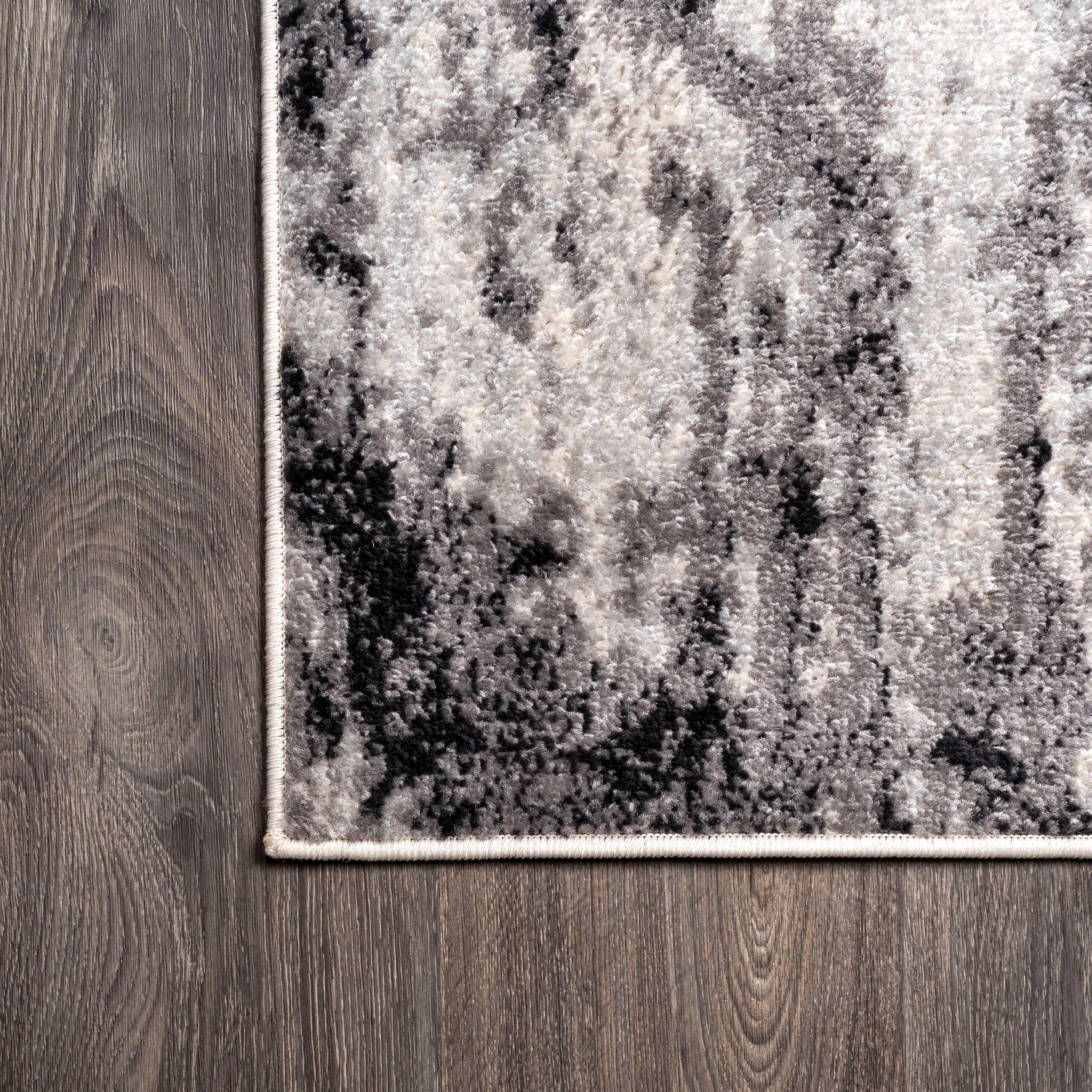 4'x6' Storm Modern Abstract Area Rug, Gray/Cream - JONATHAN Y