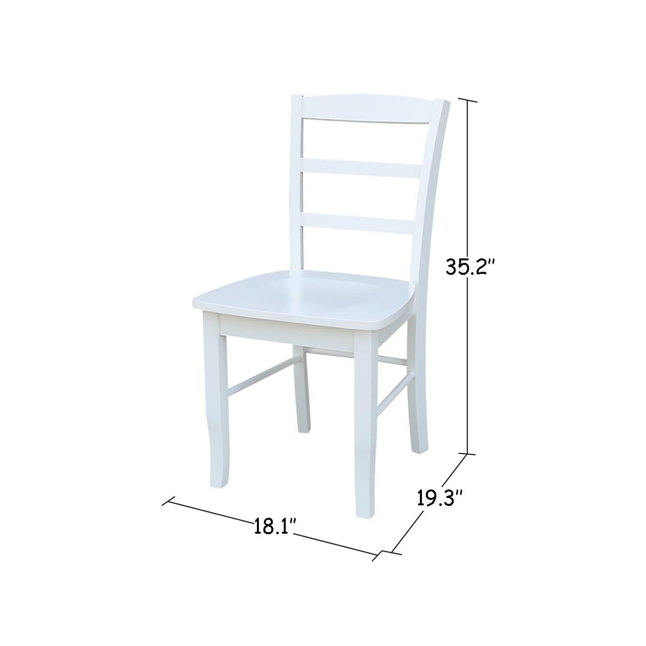 International Concepts Set of Two Madrid Solid Wood Ladderback Chairs in White