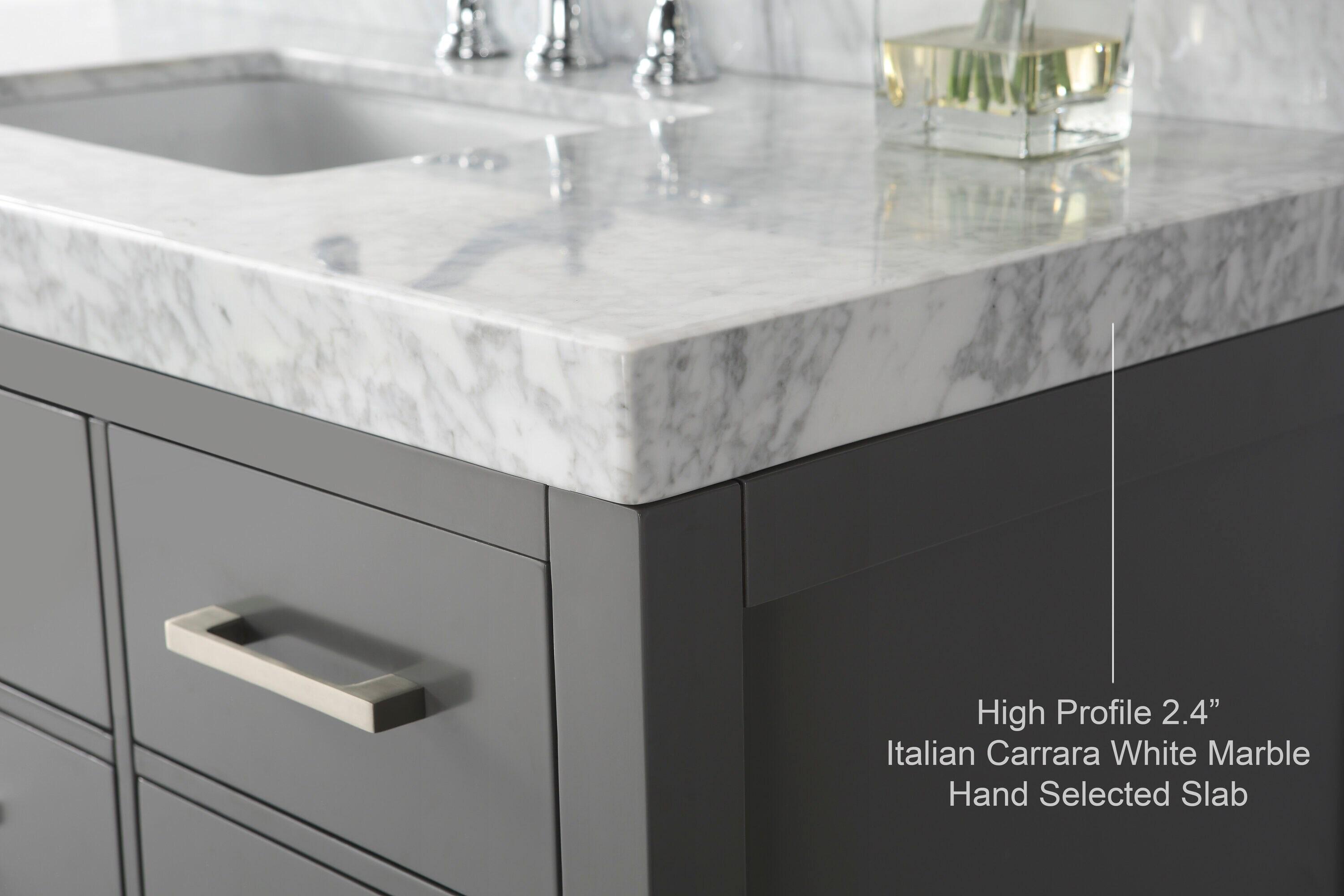 Elizabeth 60 in. Bath Vanity Set in Sapphire Gray with Italian Carrara White Marble Vanity top and White Undermount Basin