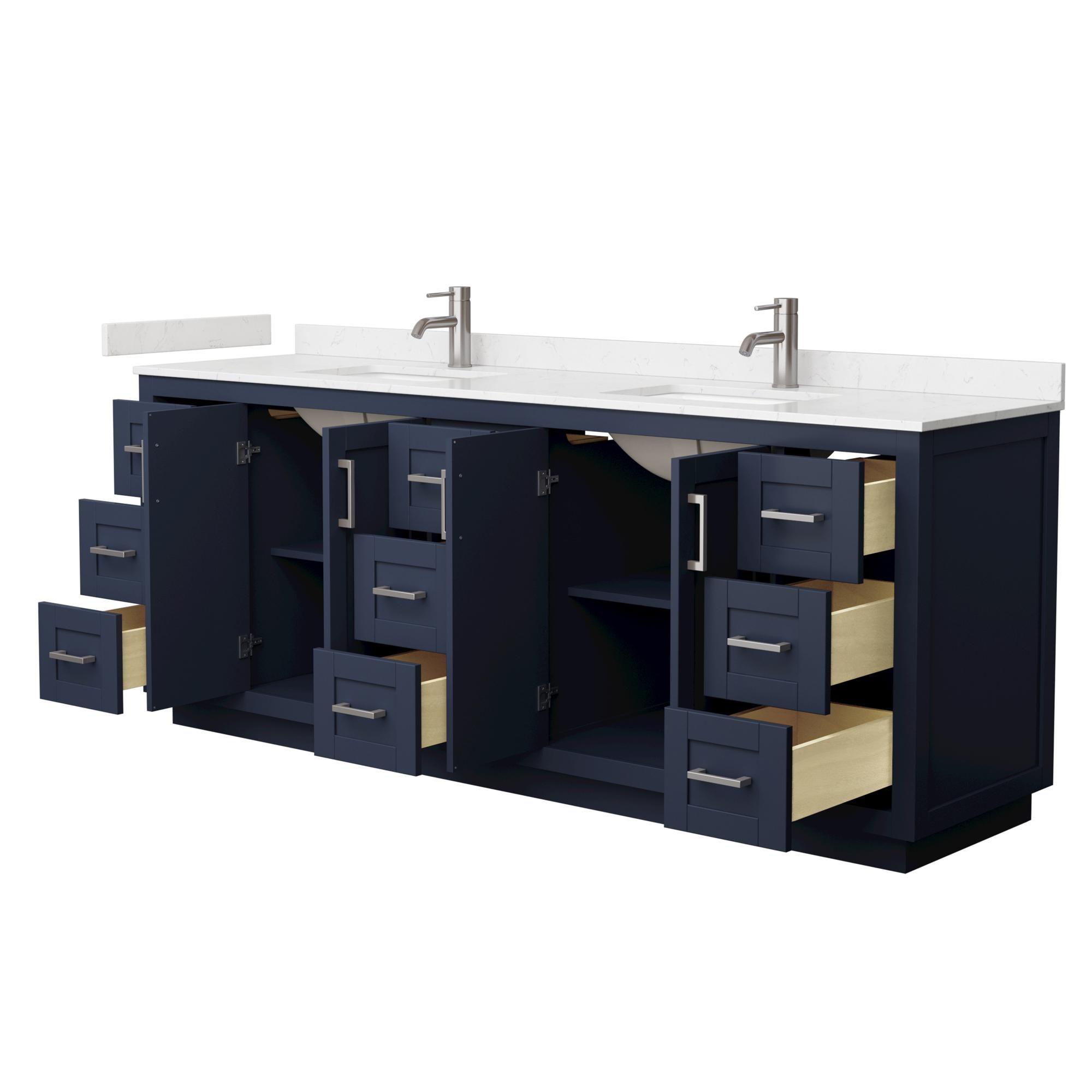 Wyndham Collection Miranda 84" Freestanding Double Bathroom Vanity with Cultured Marble Top