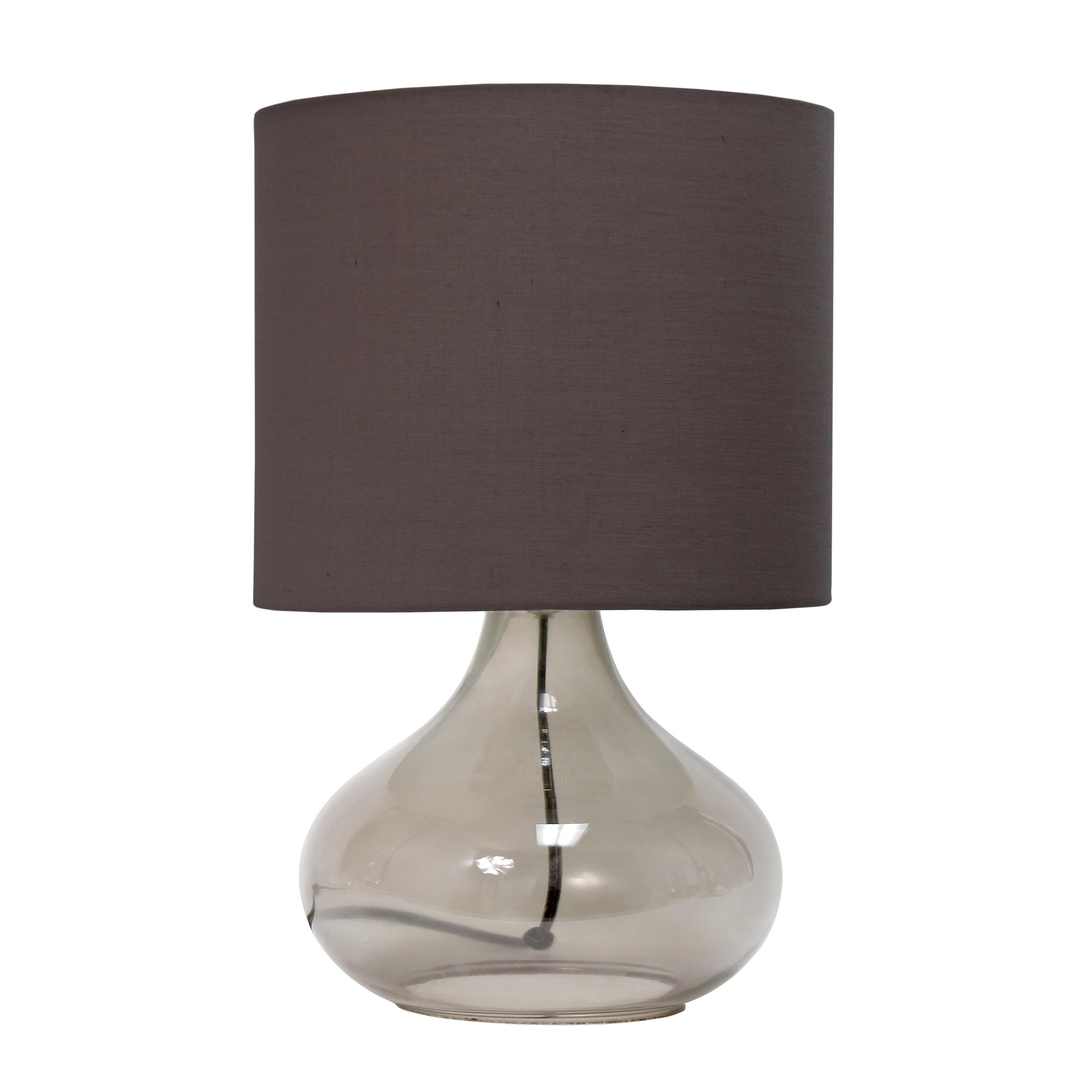 Glass Raindrop Table Lamp with Fabric Shade Gray - Simple Designs: Modern Accent for Bedroom, Office