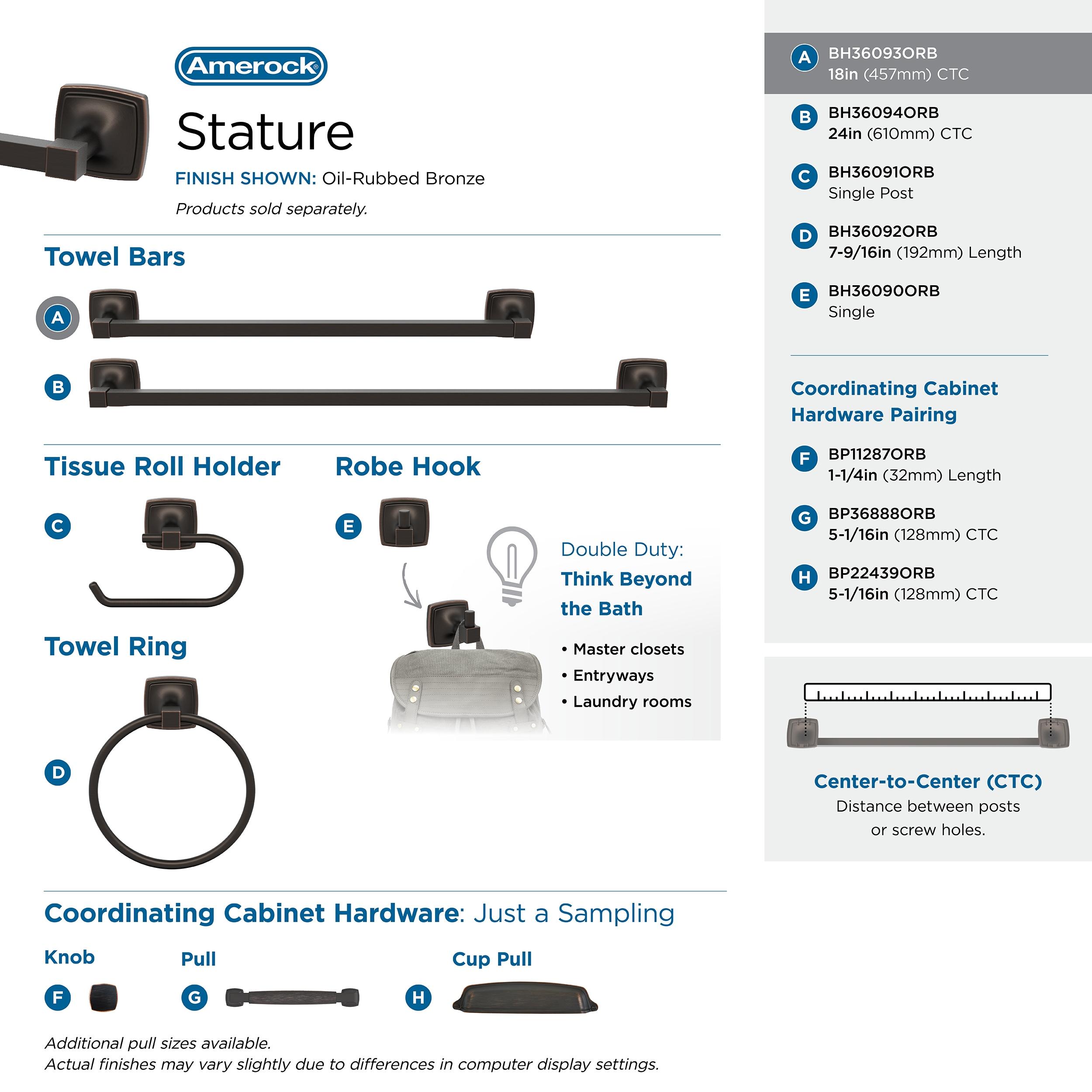 Amerock Stature Oil-Rubbed Bronze 18 inch (457mm) Towel Bar