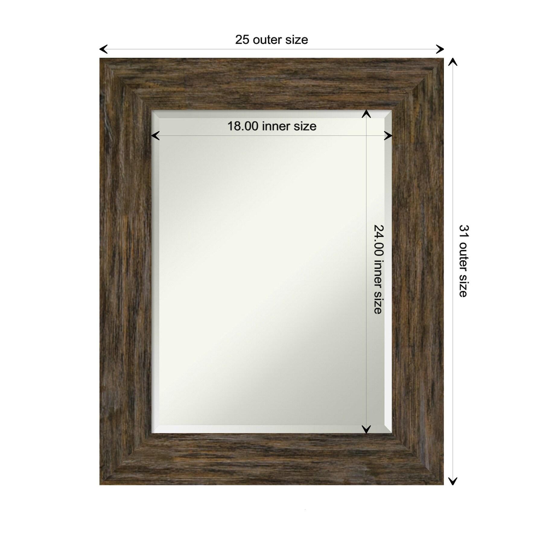 Amanti Art Beveled Wood Bathroom Wall Mirror - Fencepost Brown Frame Fencepost Brown Outer Size: 25 x 31 in