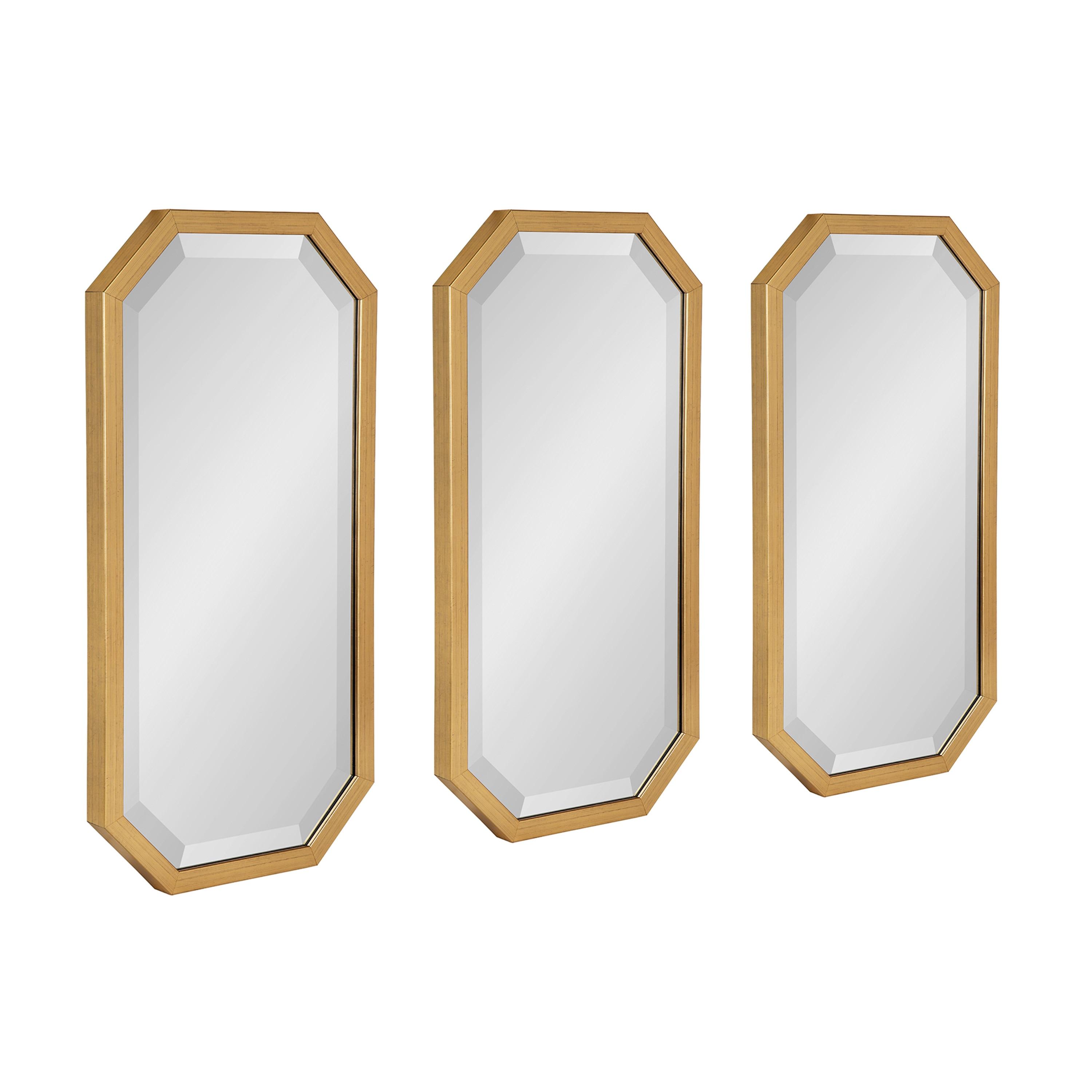 3pc Laverty Wall Mirror Set Gold - Kate & Laurel All Things Decor: Modern Octagon Shape, No Assembly Required