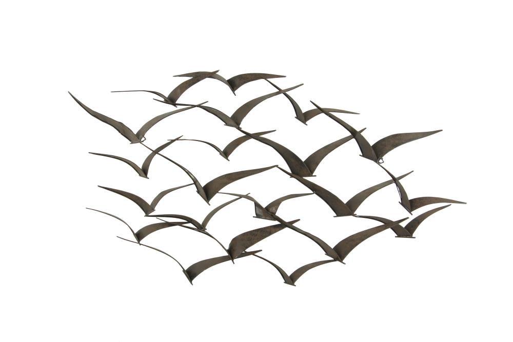 DecMode Black Metal Sleek Flying Flock Of Bird Wall Decor