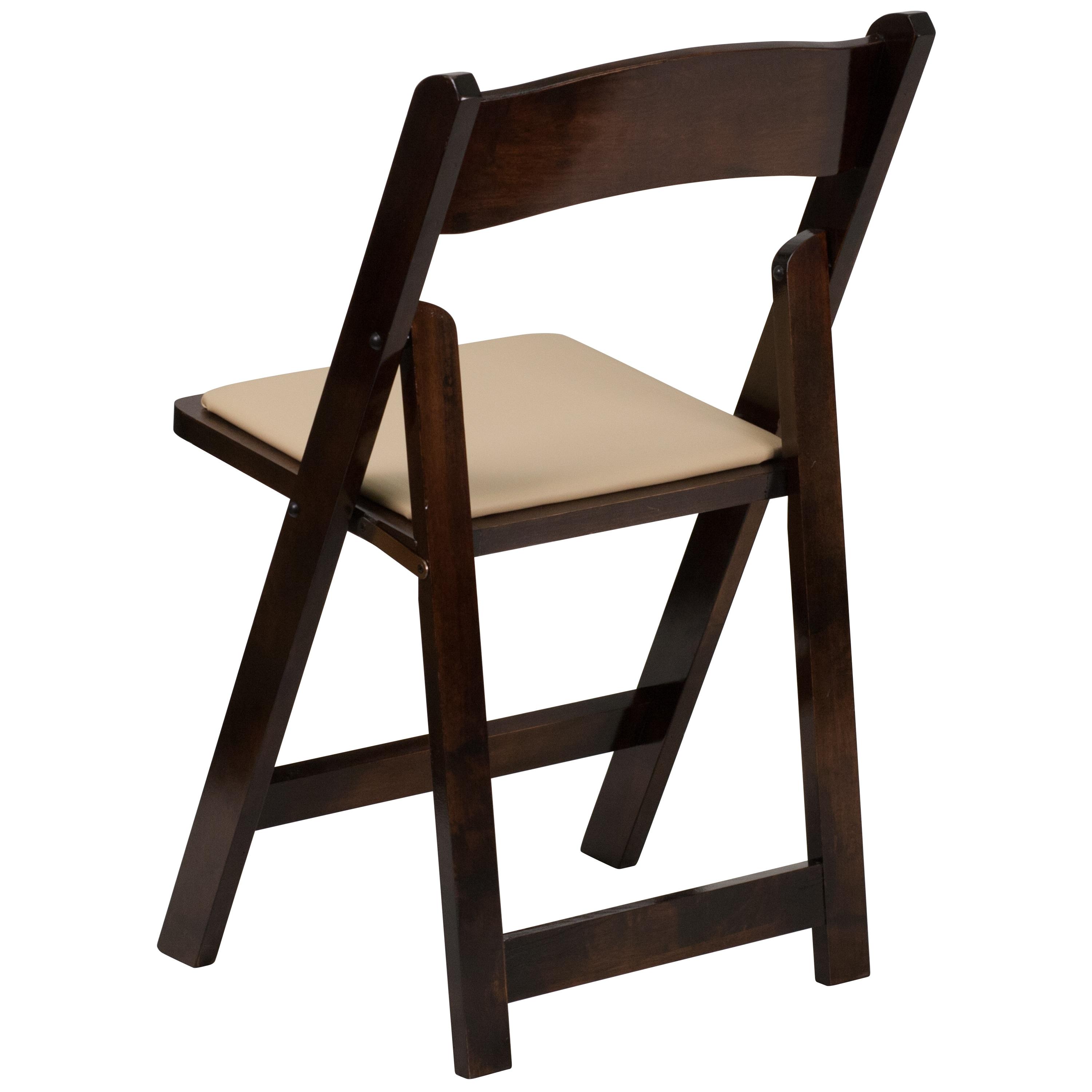 Flash Furniture 2 Pack HERCULES Series Fruitwood Wood Folding Chair with Vinyl Padded Seat