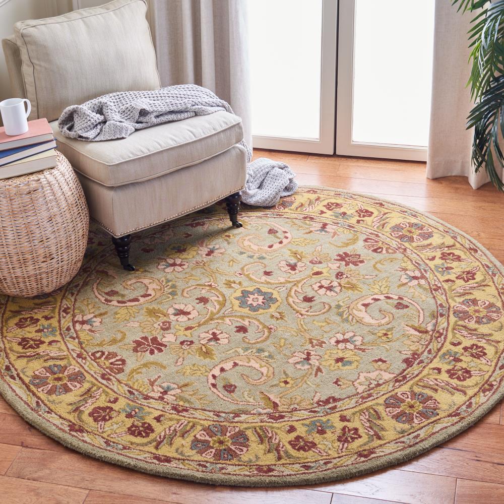 Heritage HG924 Handmade Area Rug - 6' Round - Grey/Gold - Safavieh