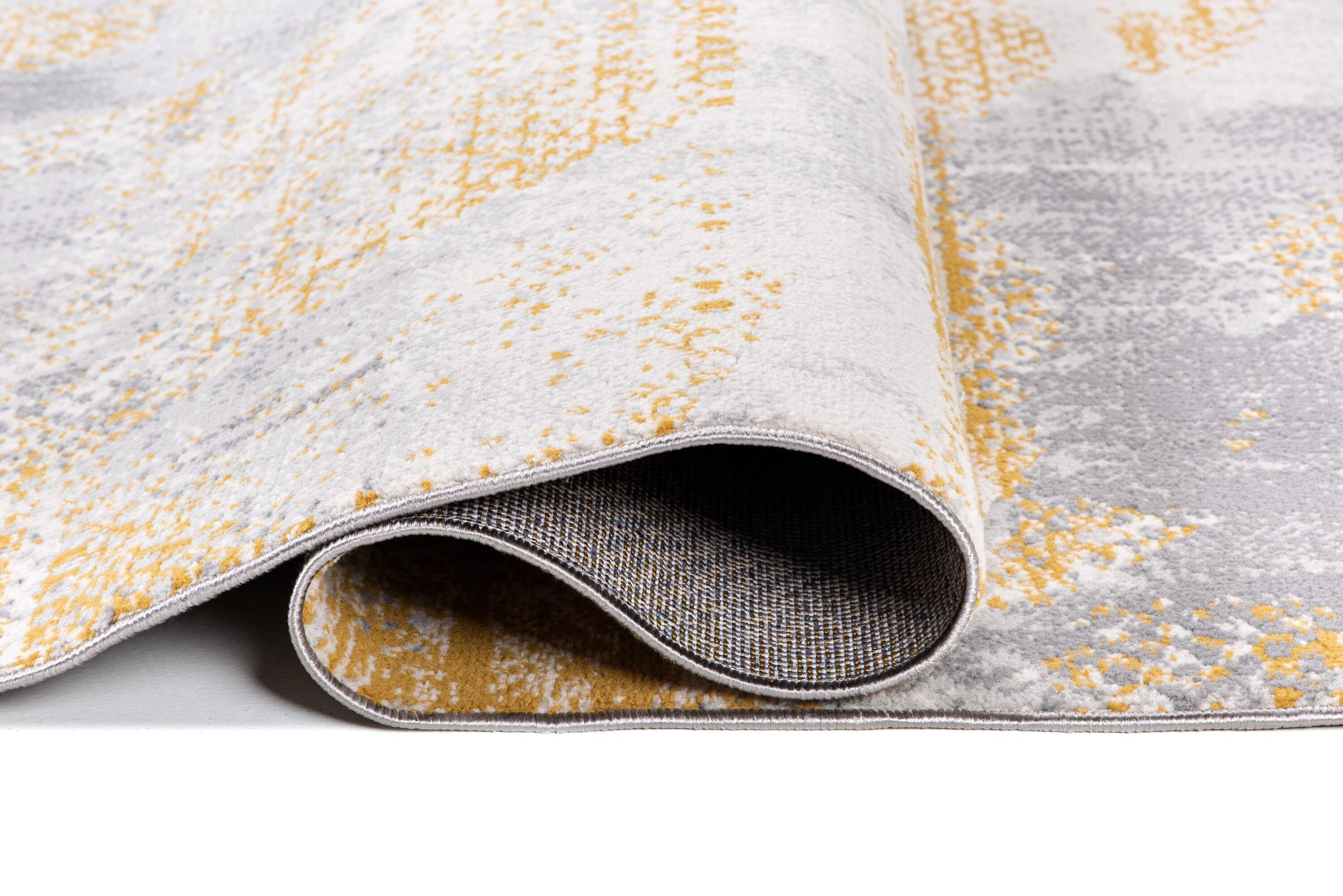 Lela Collection Abstract Polyester Rug 7'6" x 10'6" - Gray/Gold