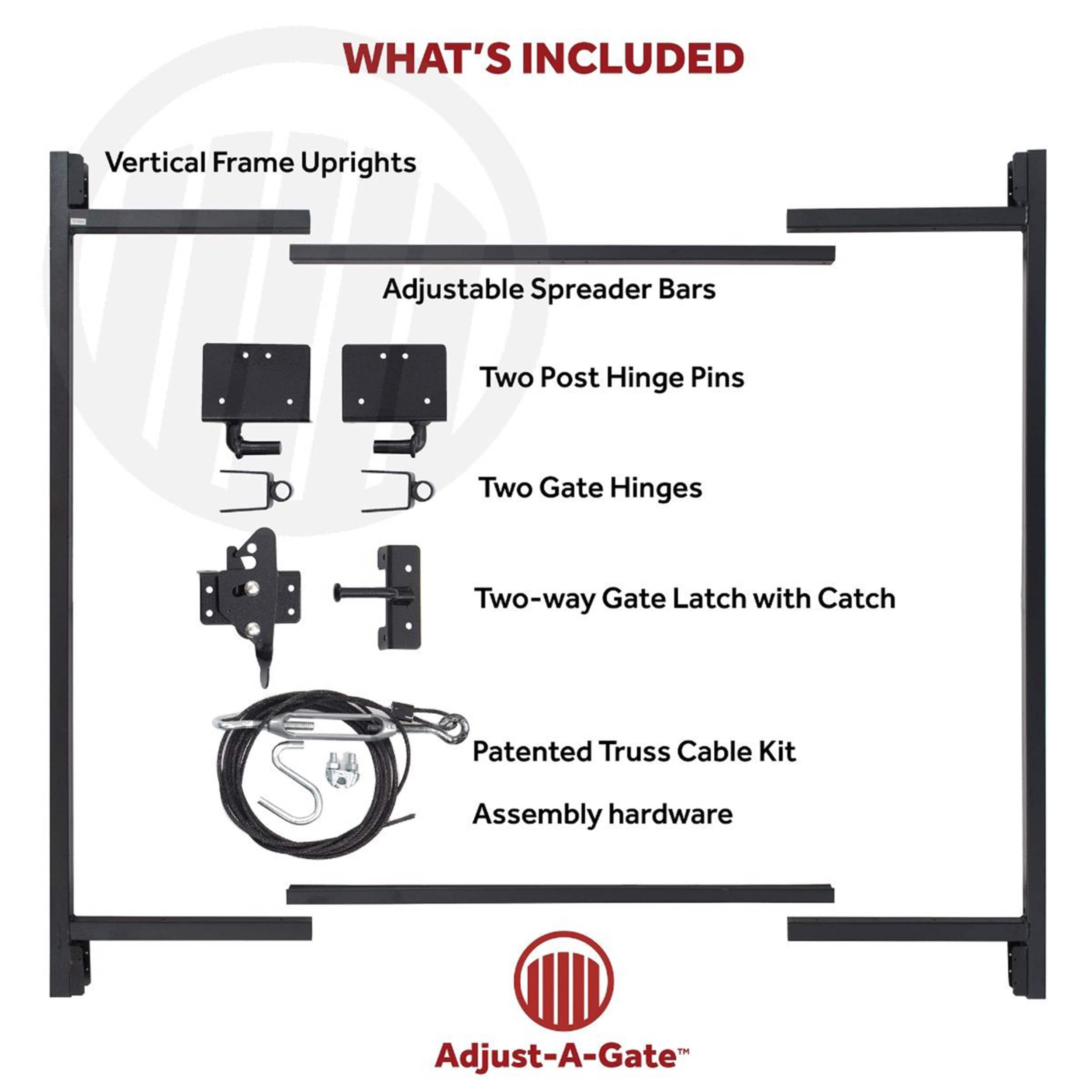 Adjust-A-Gate Adjustable Heavy Duty Steel Frame Anti Sag Gate Building Repair Kit, 36 to 60 Inches Wide Opening Up To 4 Feet High Fence