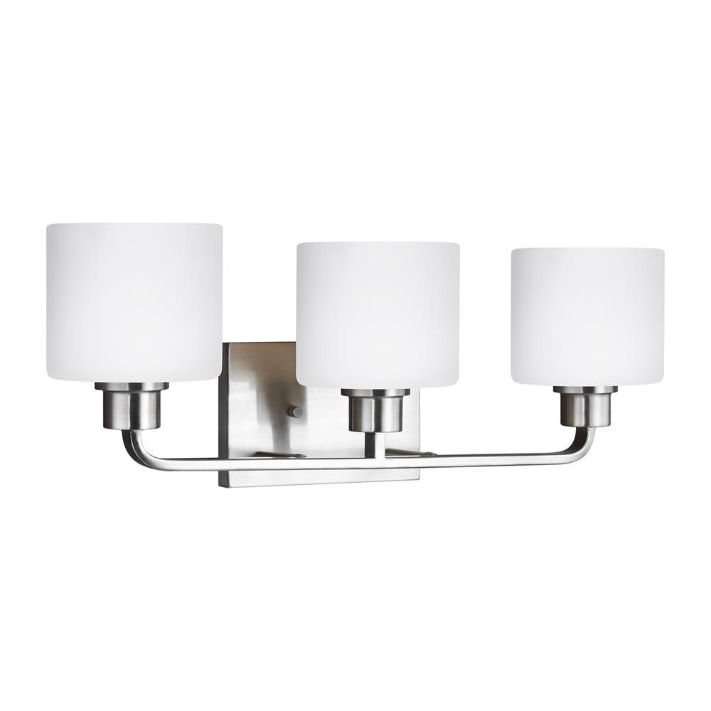 Canfield 3-Light Brushed Nickel Vanity Wall Light with Etched Glass