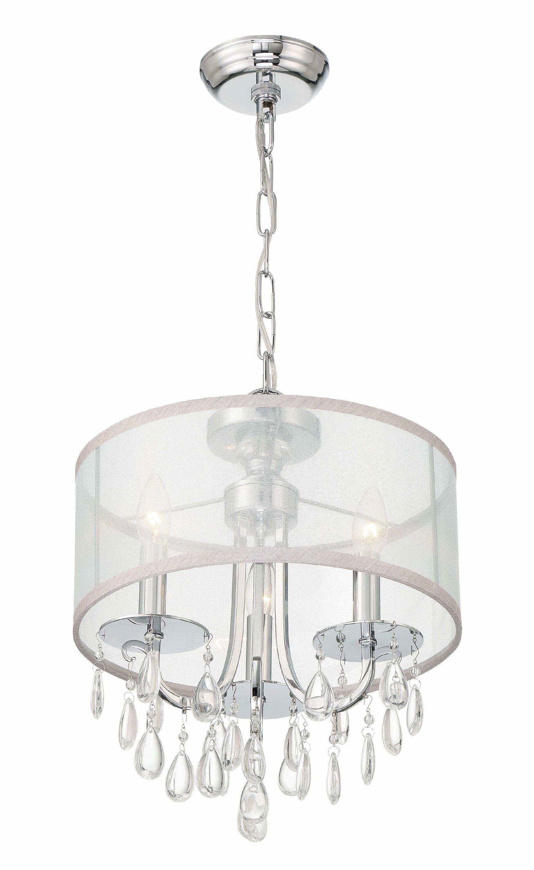 Three Light Chandelier In Minimalist Style 14 Inches Wide By 17 Inches High-Polished Chrome Finish    -Traditional Installation Crystorama Lighting