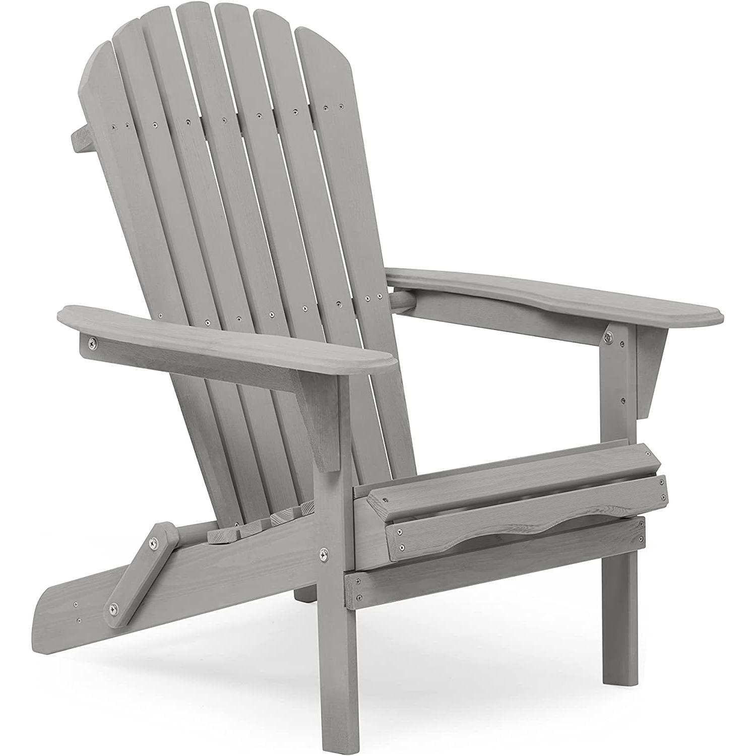 Triple Tree Wood Adirondack Folding Chairs - Set of 2, Gray
