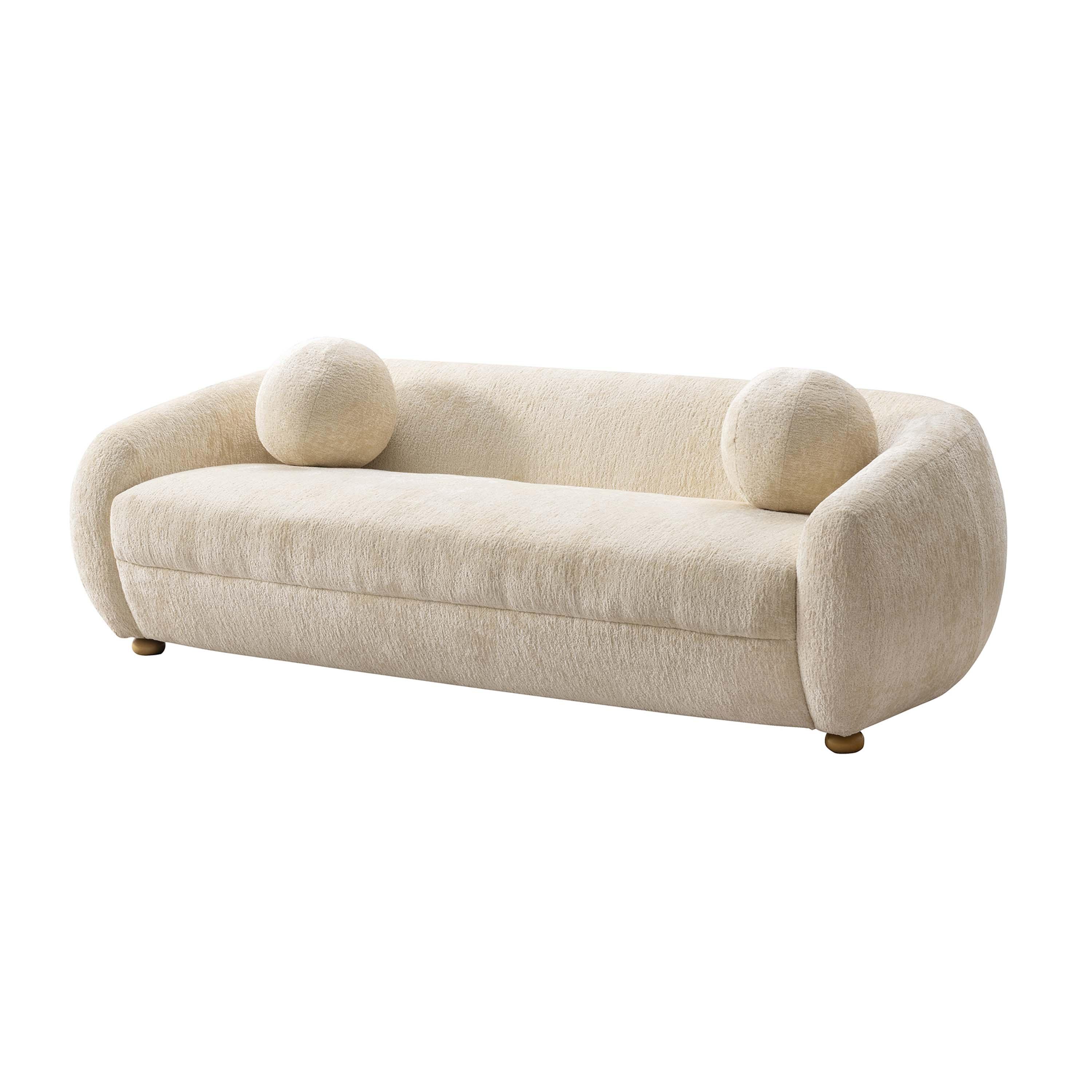 Manhattan Comfort 85.8" Tribeca Modern Chenille Upholstered Sofa Cream