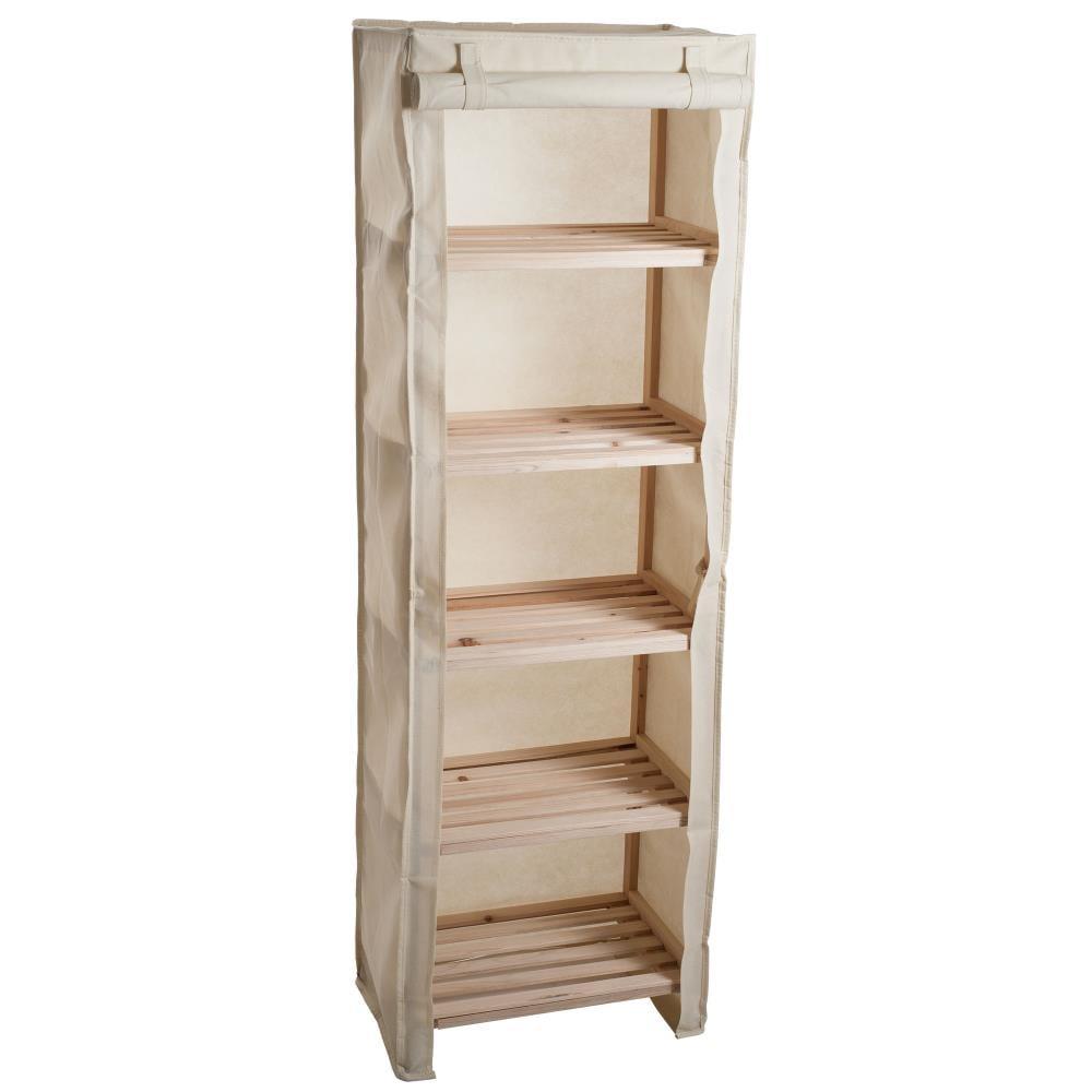 Hastings Home 5-Tier Wood Storage Shelving Rack With Removable Cover