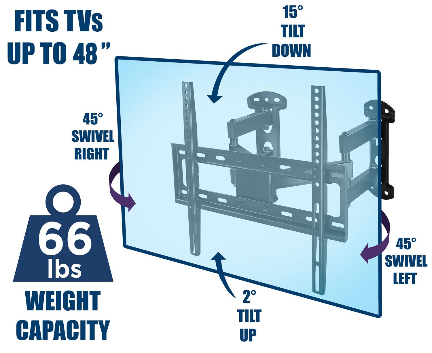 Mount-it Black Corner Mount for Holds up to 66 lbs
