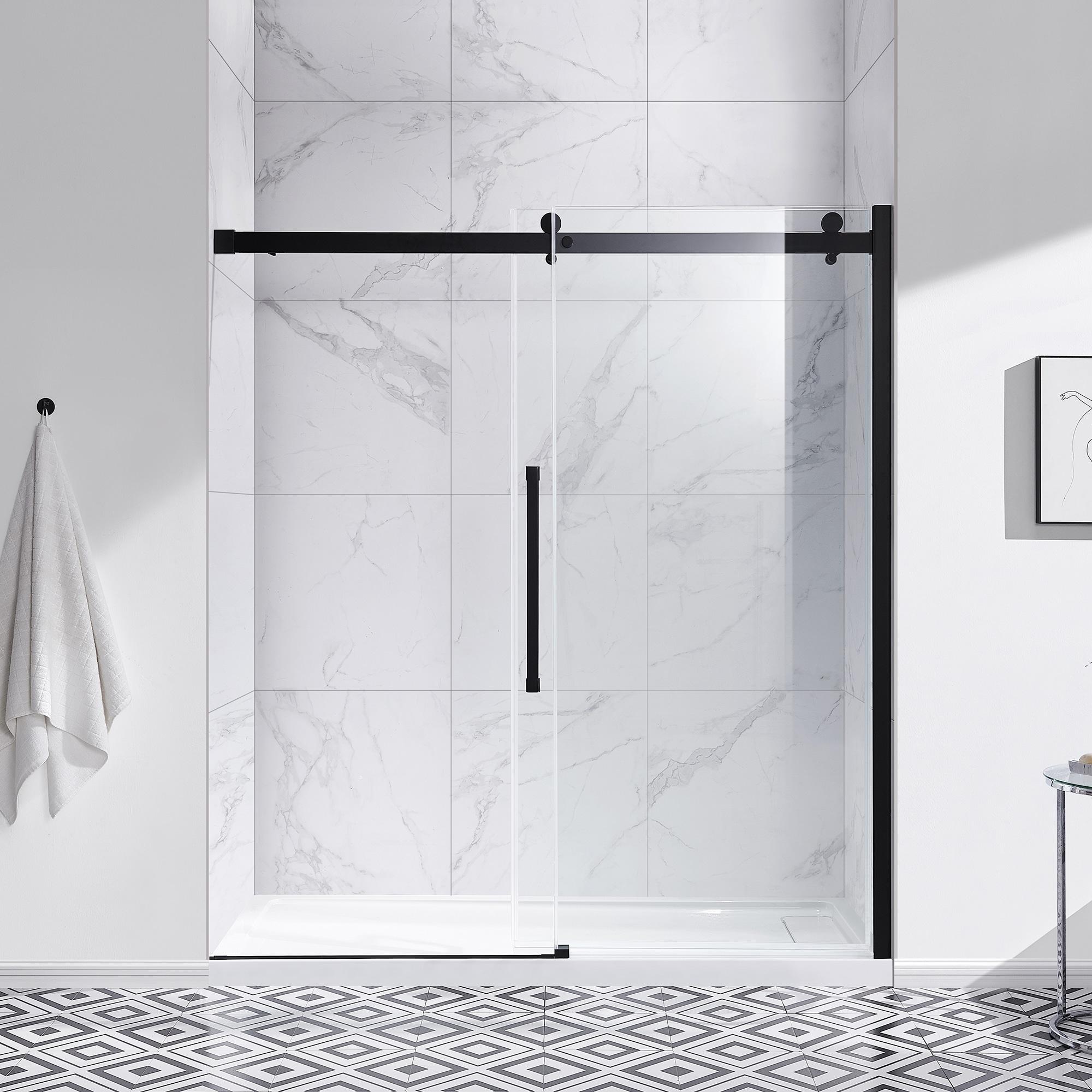 OVE Decors Bel Soft Close Black 72-in x 78.75-in Frameless Sliding Soft Close Shower Door