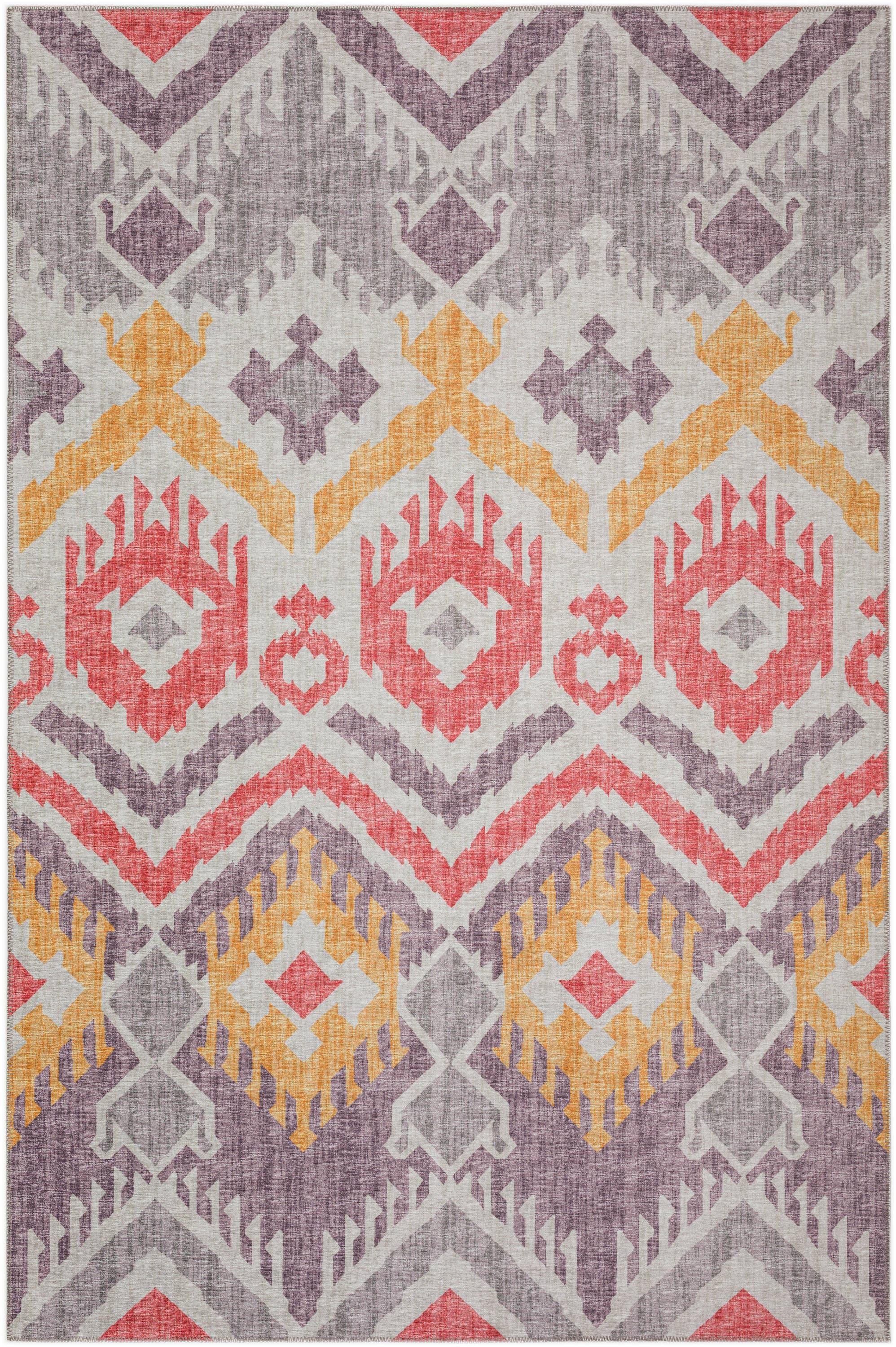 Addison Rugs Indoor/ Outdoor Addison Yuma Southwest Ikat Washable Area Rug 5' x 7'6" - Purple
