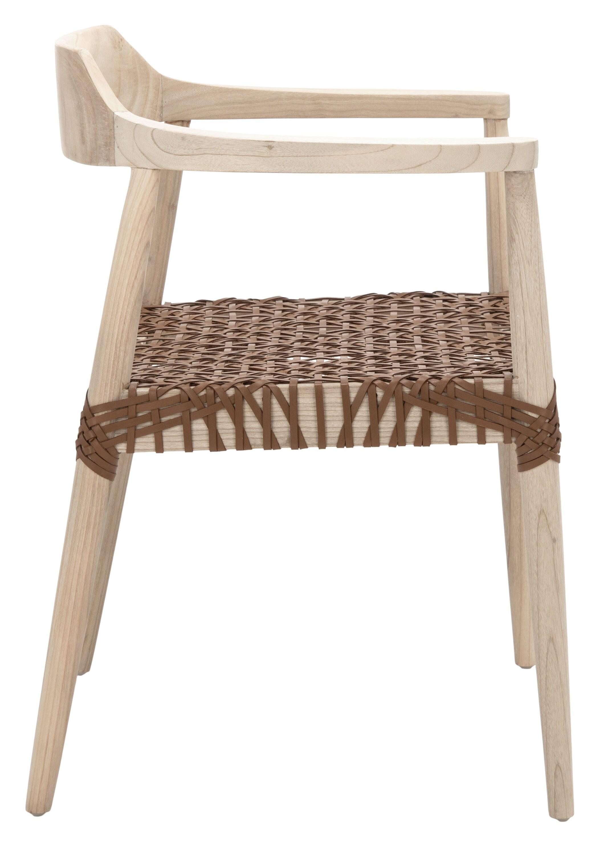 Munro Leather Woven Accent Chair - Natural/Light Honey - Safavieh