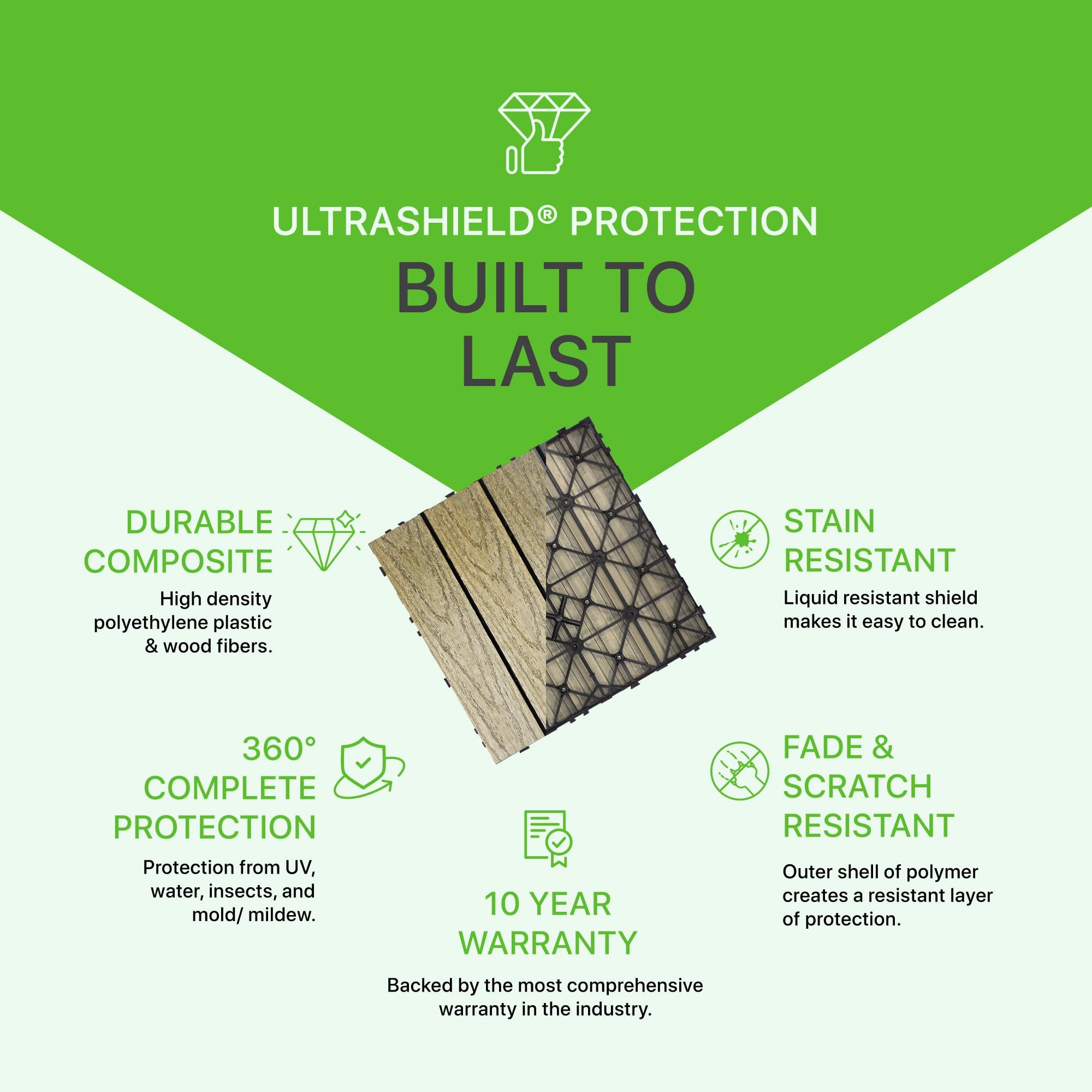 UltraShield Naturale Composite 12" x 12" Interlocking Deck Tile