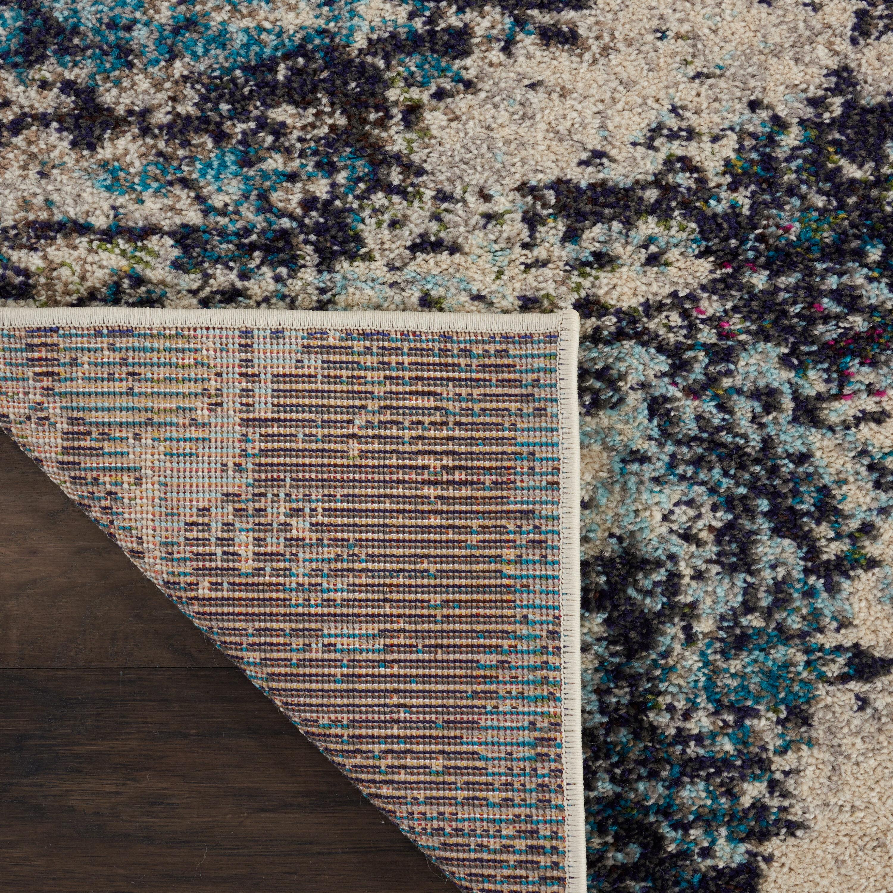 Celestial CES02 Area Rug Colorful Contemporary Abstract By Nourison Ivory Teal Blue 7' x 10'