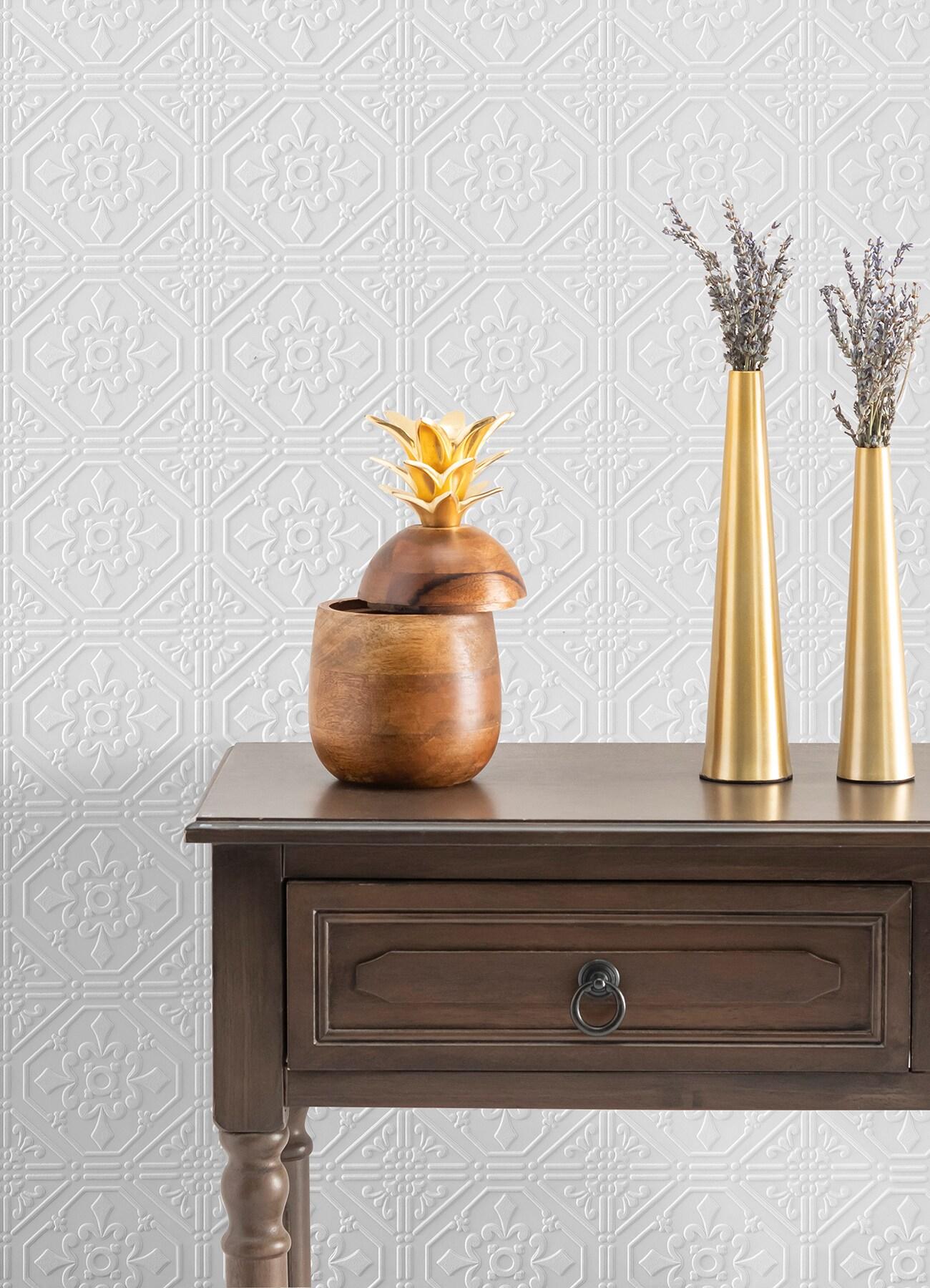 Brewster Home Fashions Brooklyn White Tin Paintable Wallpaper
