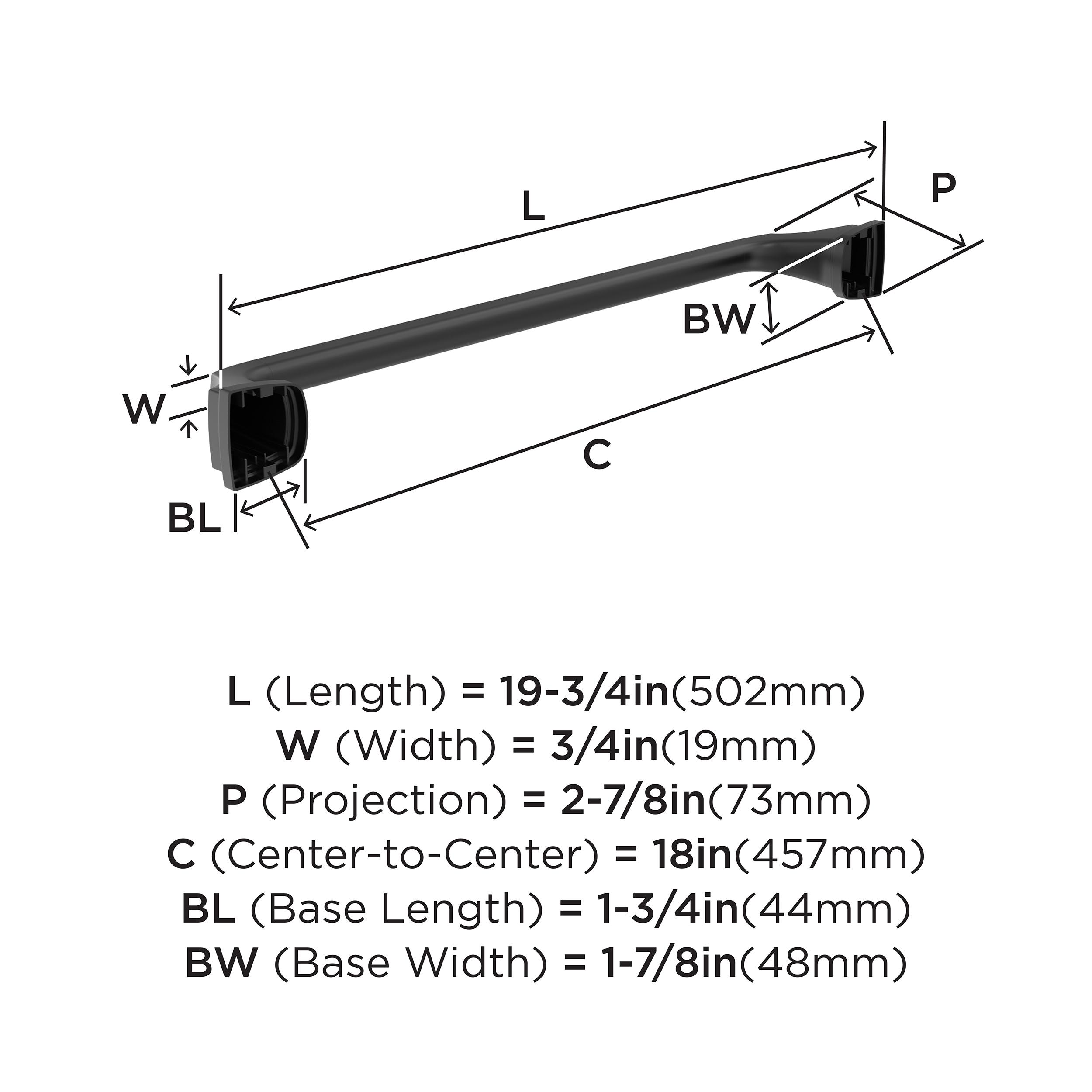 Amerock Revitalize Matte Black 18 inch (457mm) Towel Bar