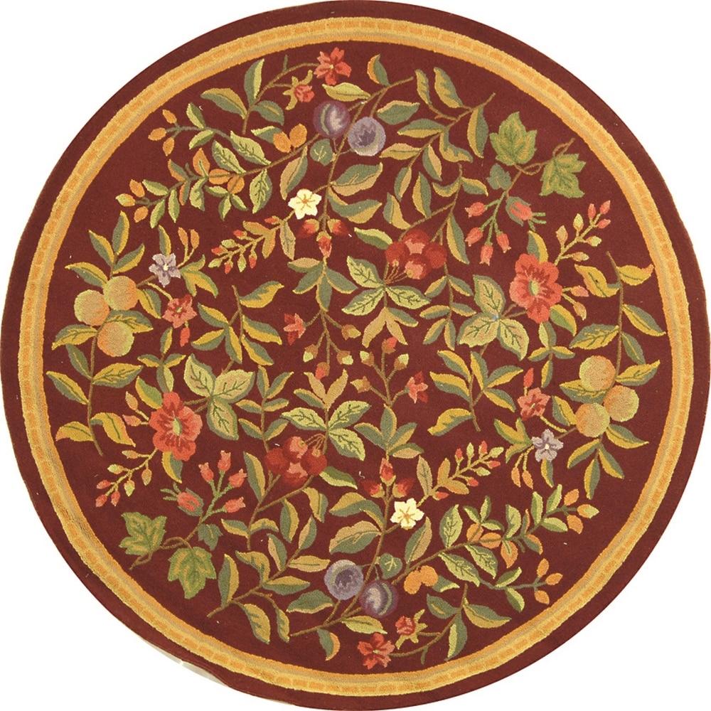 SAFAVIEH Chelsea Dania Floral Wool Area Rug, Burgundy, 5'6" x 5'6" Round