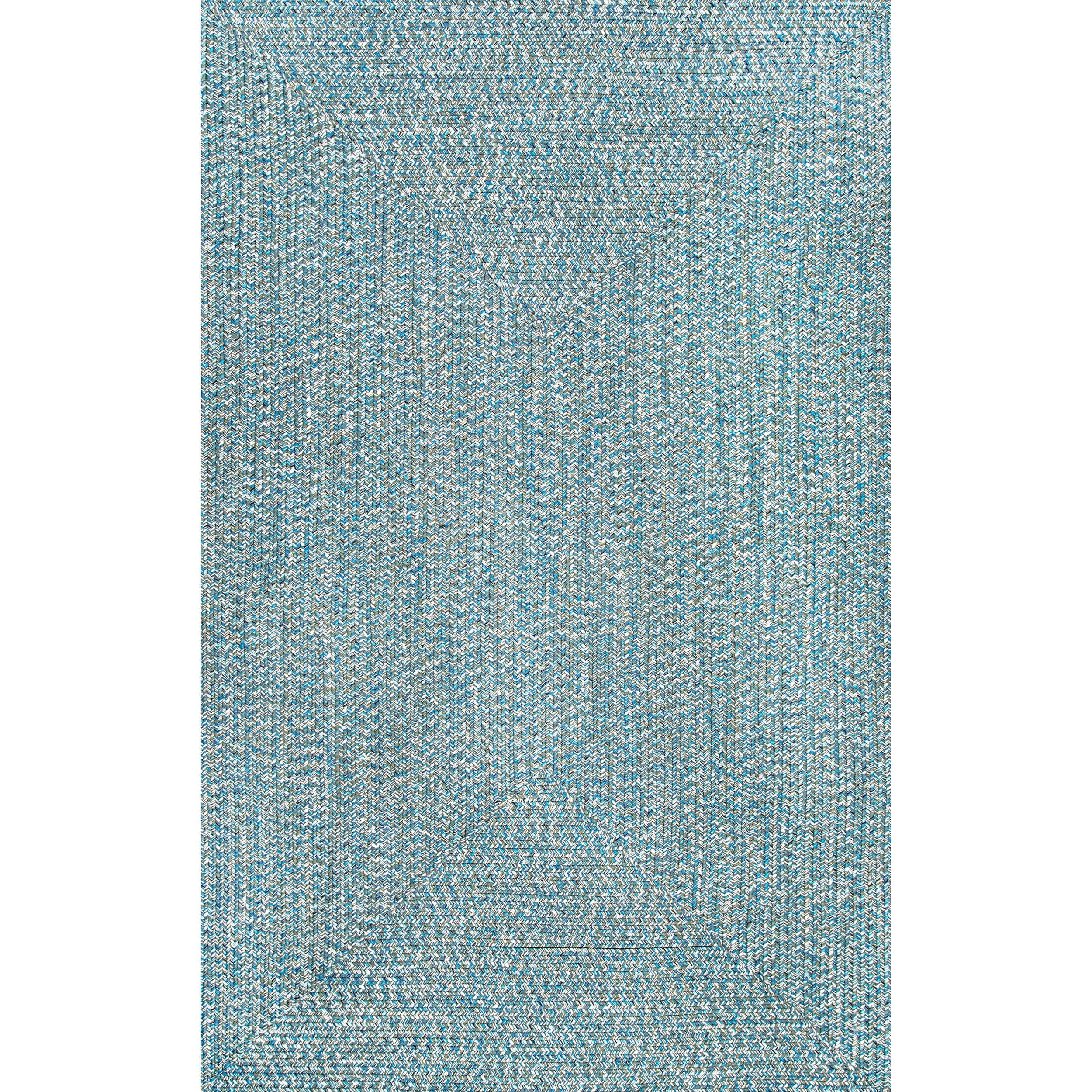 Aqua Braided Reversible Handmade 3' x 5' Synthetic Rug