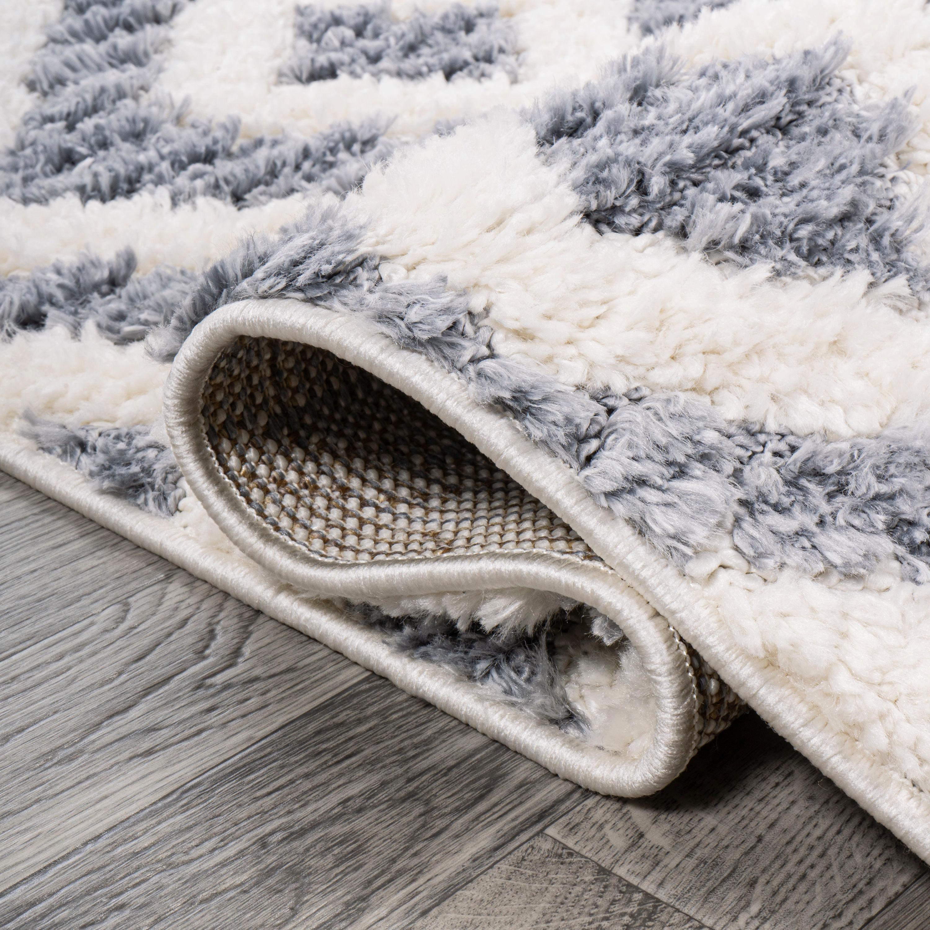 3' x 5' Astrid Retro Trellis High-Low Area Rug, Cream/Gray - JONATHAN Y