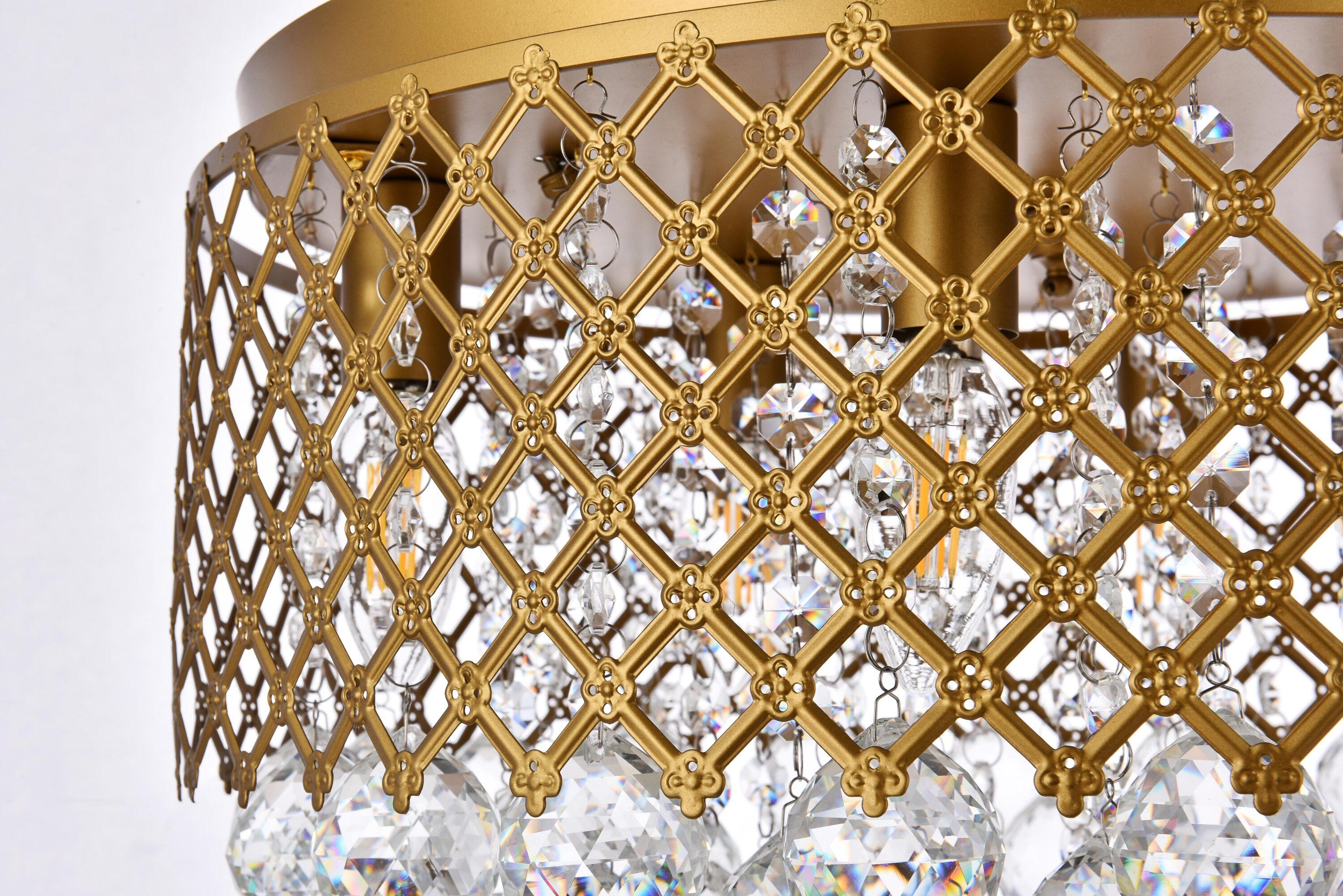 Elegant Lighting Tully 6 lights brass flush mount