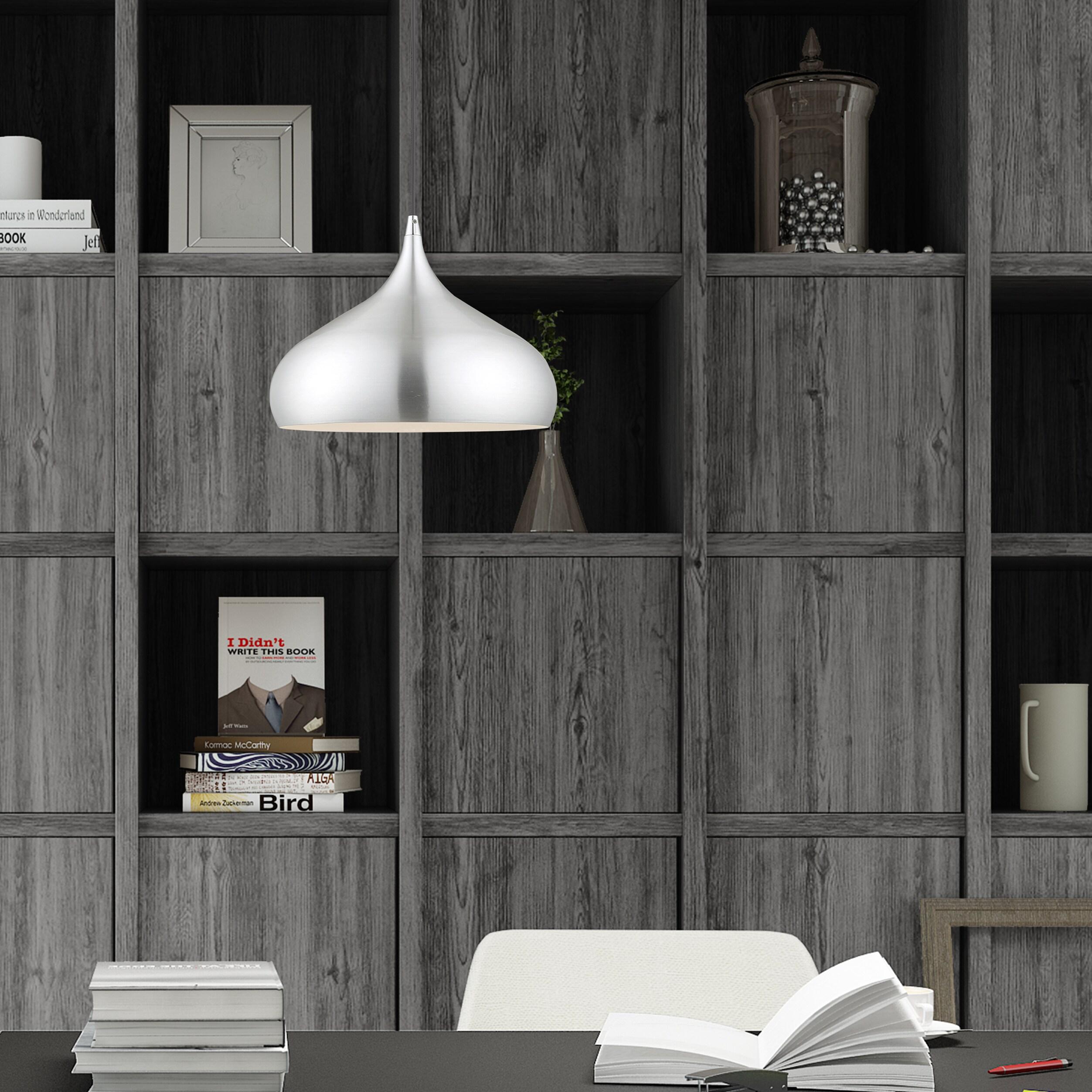 Livex Lighting Metal Shade 1 - Light Pendant in  Brushed Aluminum