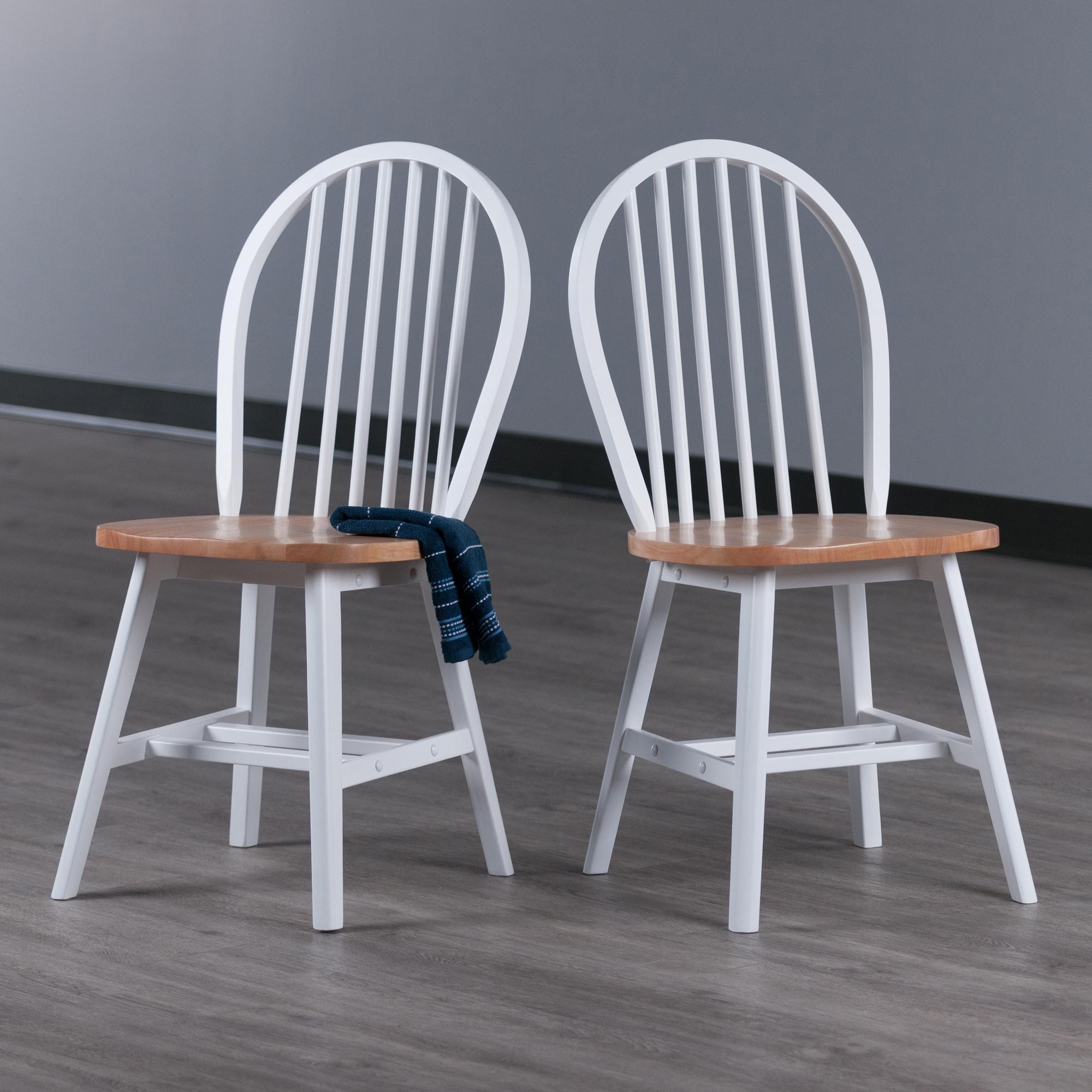 Winsome 2pc Windsor Chair Set Natural/White : Wood Frame, Spot Clean, Transitional Style, No Tools Assembly