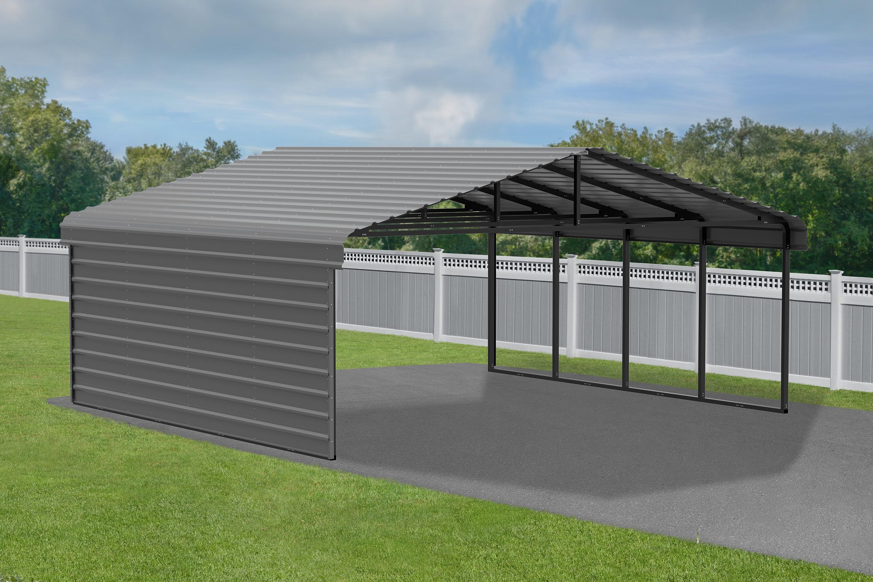 Arrow Eggshell Carport with 1-sided Enclosure