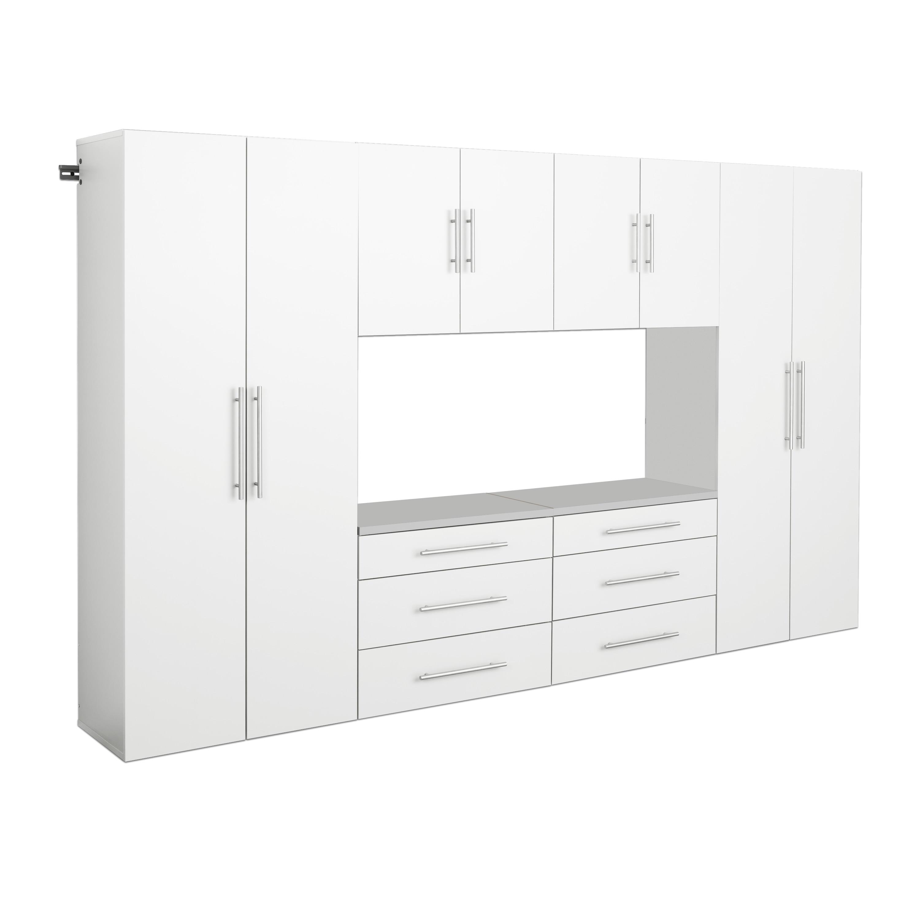 Prepac HangUps 6 Piece 120" Wall Mounted Garage Cabinet Set in White