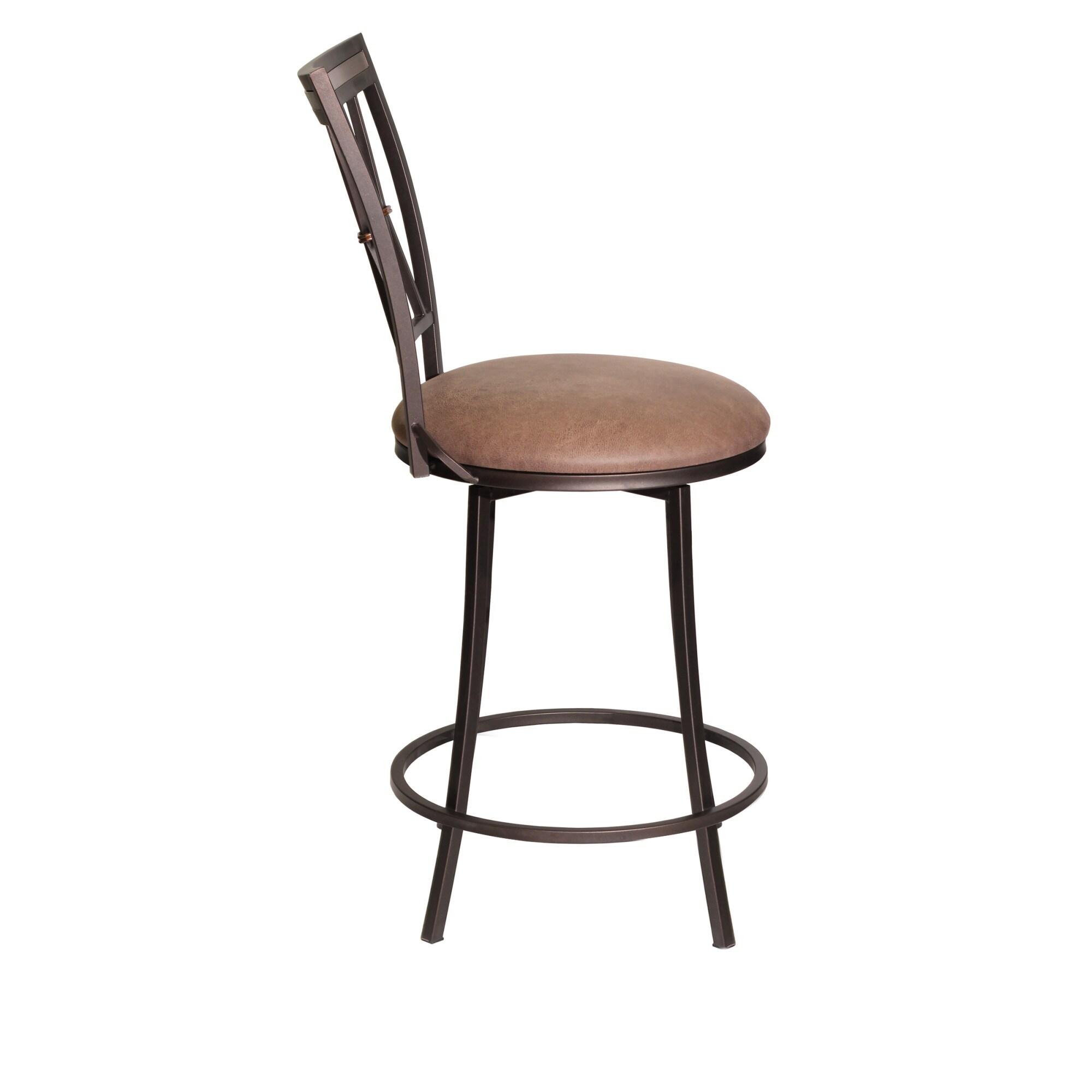 Sedona Swivel Metal Counter Stool with Camel Brown Microsuede Seat