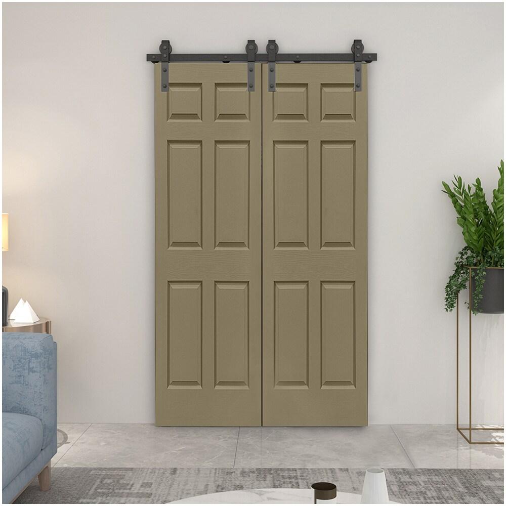 Calhome Paneled MDF Composite Double Bifold Barn Doors with Installation Hardware Kit