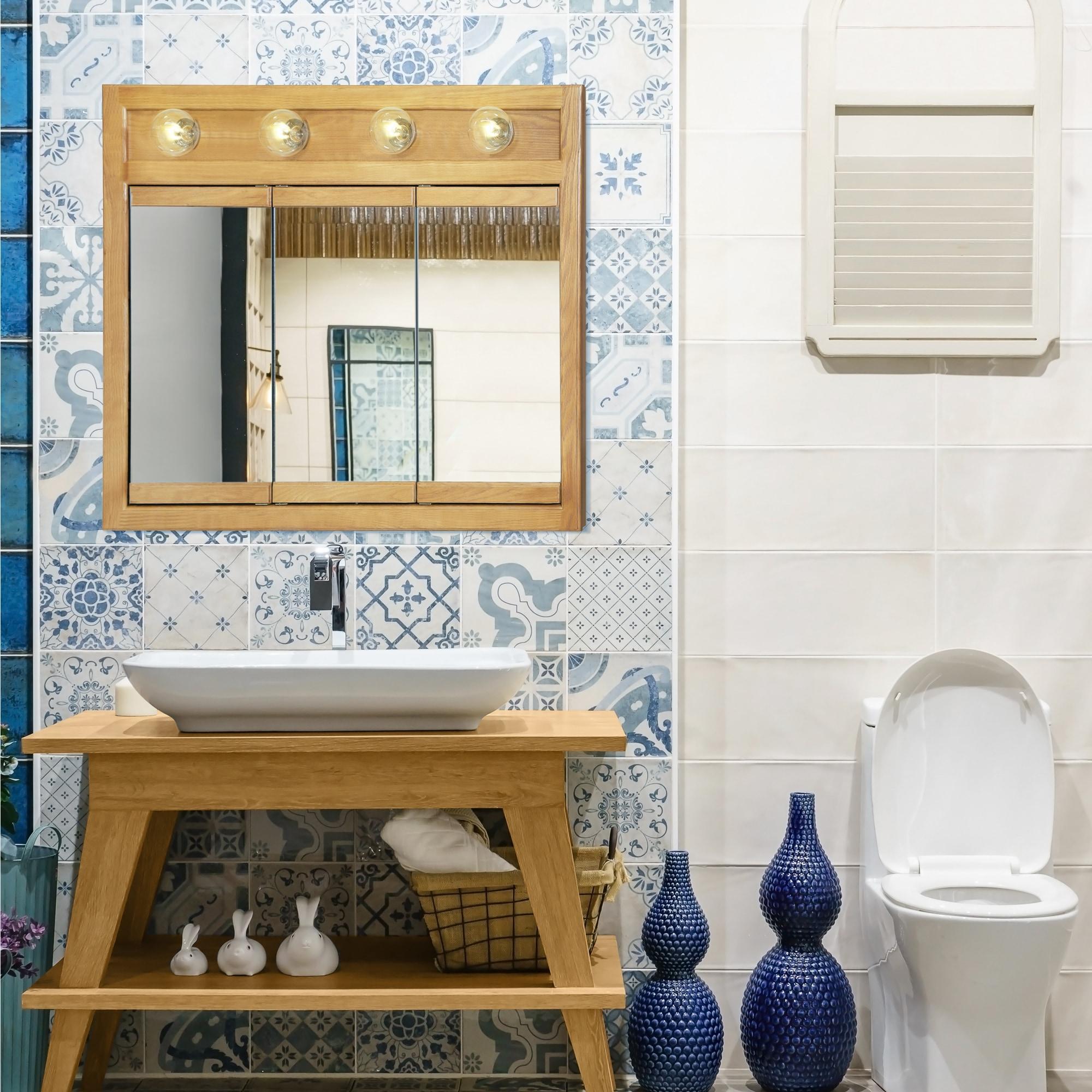Design House Wall Mount Richland 30" Bathroom Cabinet, Nutmeg Oak