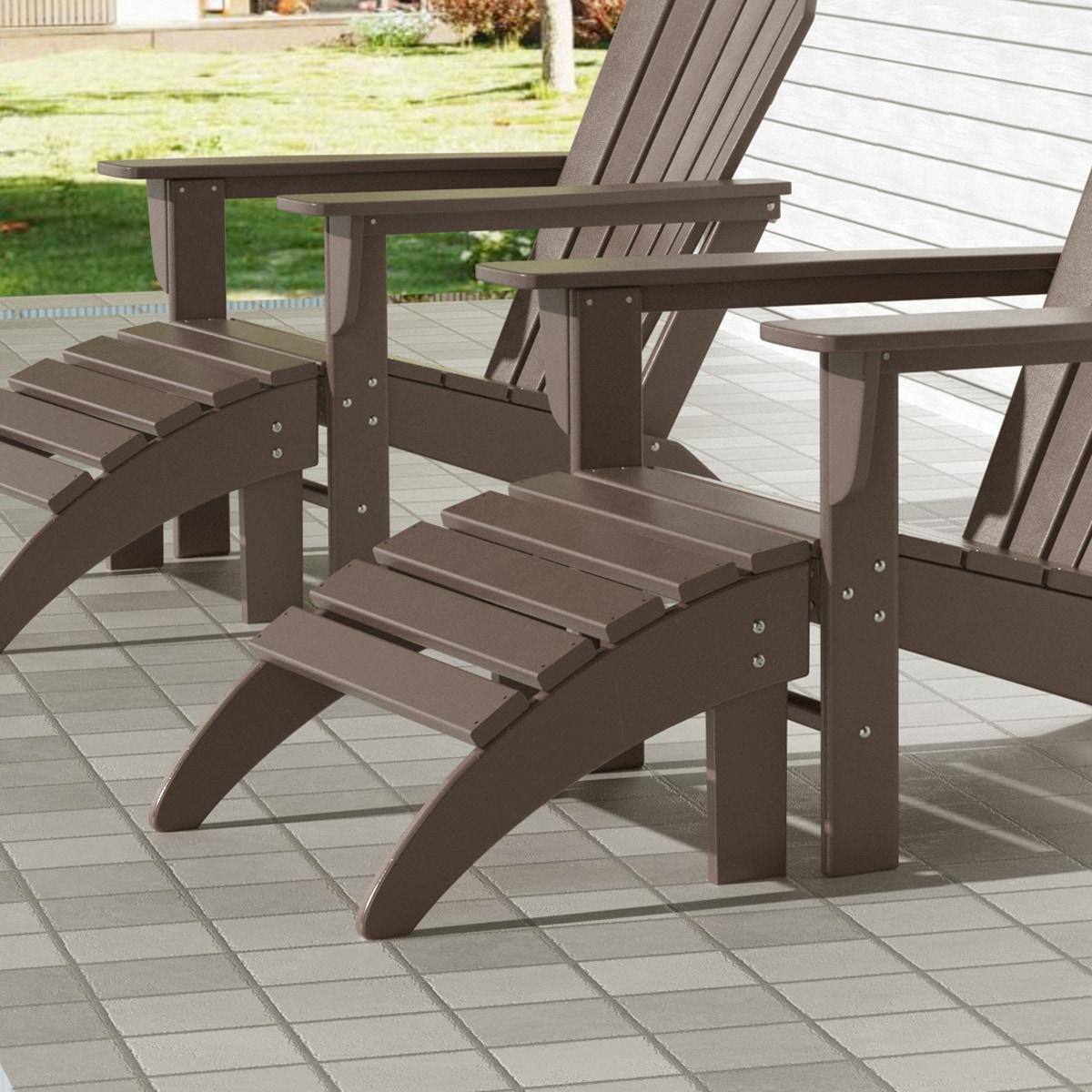 Polytrends  Laguna Hdpe All Weather Outdoor Patio Foldable Ottoman Dark Brown
