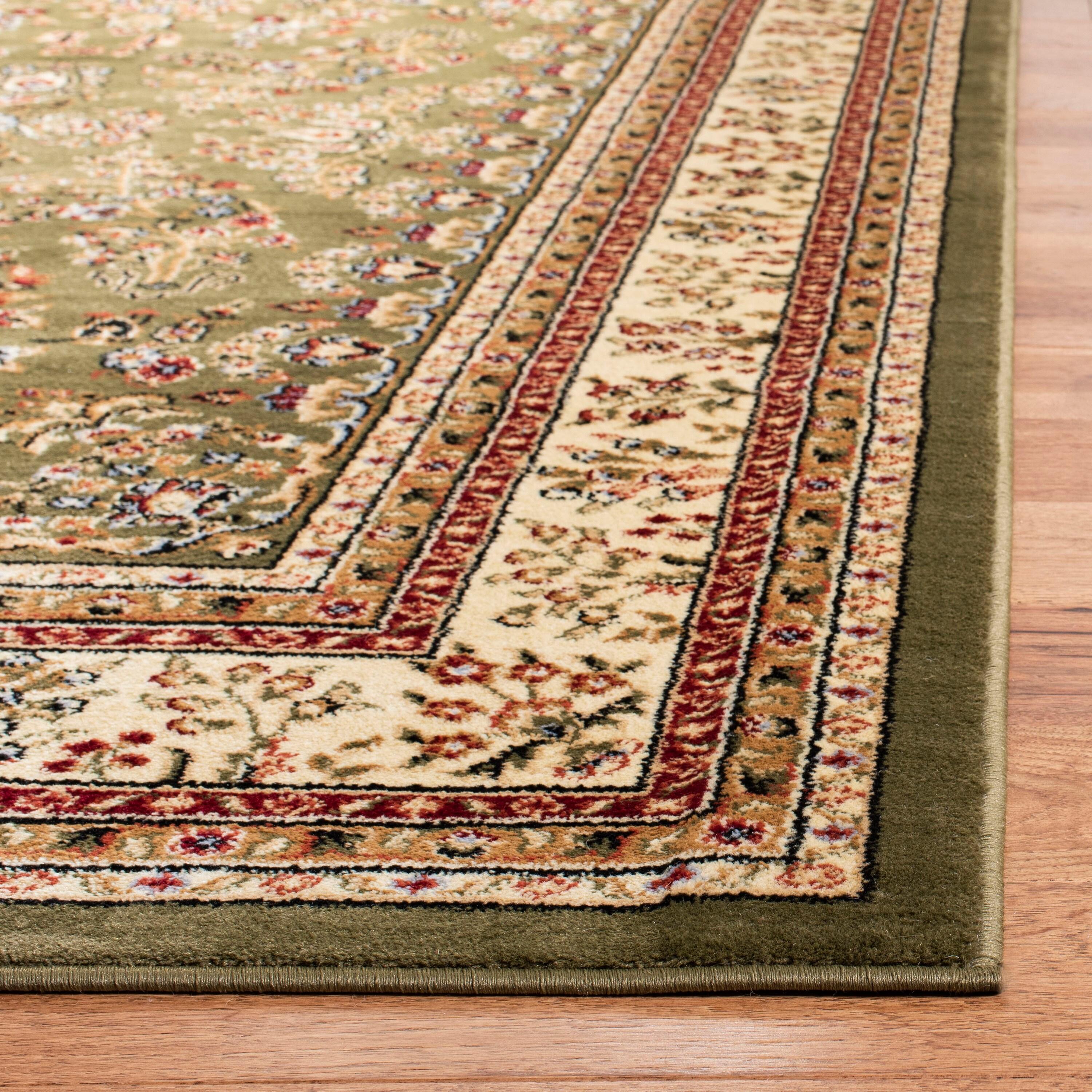 Lyndhurst Sarouk LNH331 Power Loomed Area Rug - Sage/Ivory - 6'x6' - Safavieh