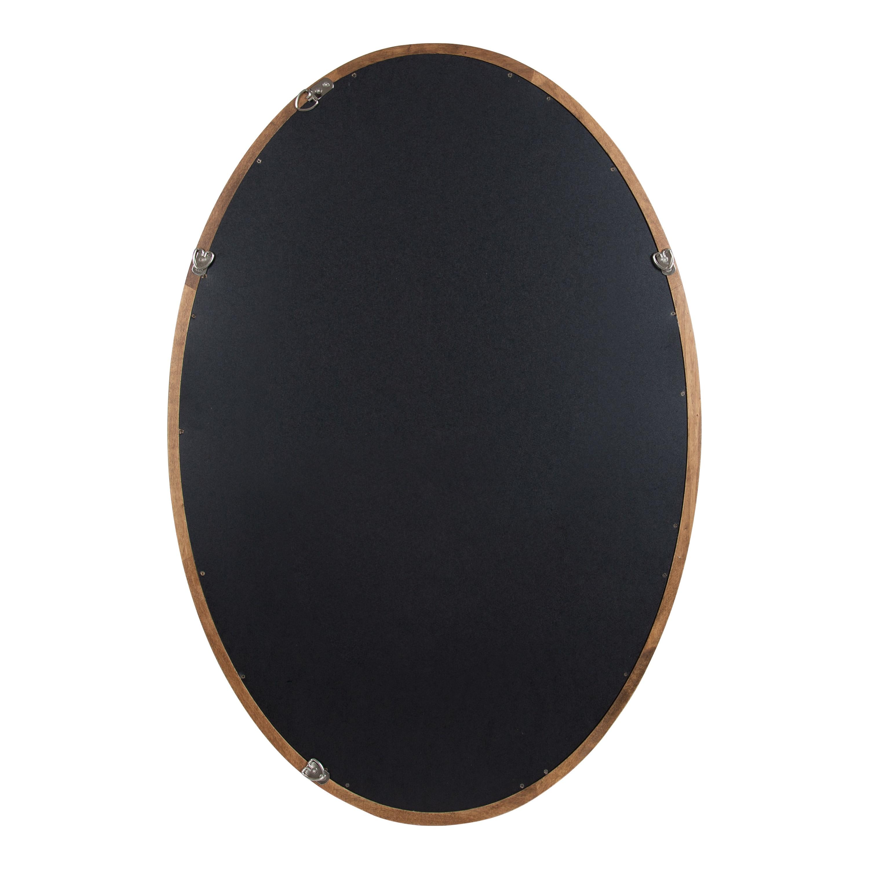 Kate and Laurel Hogan Farmhouse Oval Framed Wall Mirror, 24 x 36, Rustic Brown, Decorative Bulletin Board for Wall