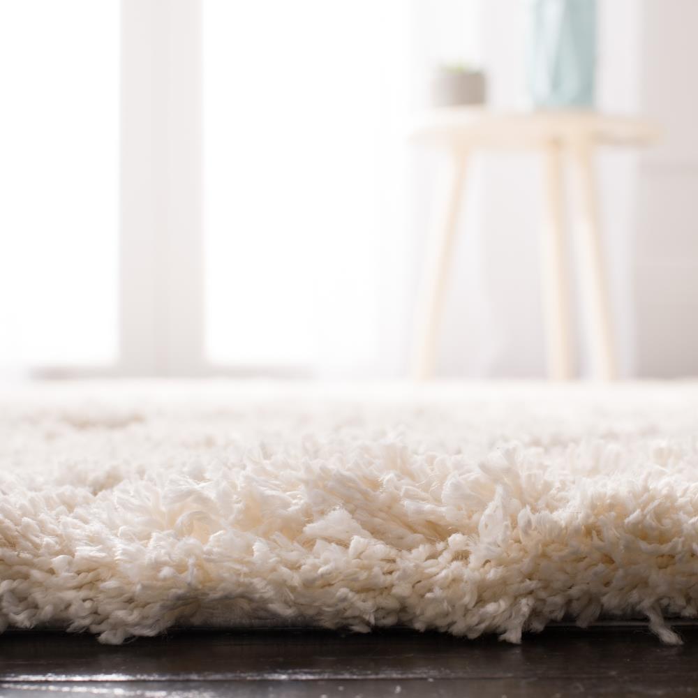 SAFAVIEH Adriana Anwar Geometric Diamonds Shag Area Rug, Cream/Grey, 4' x 6'