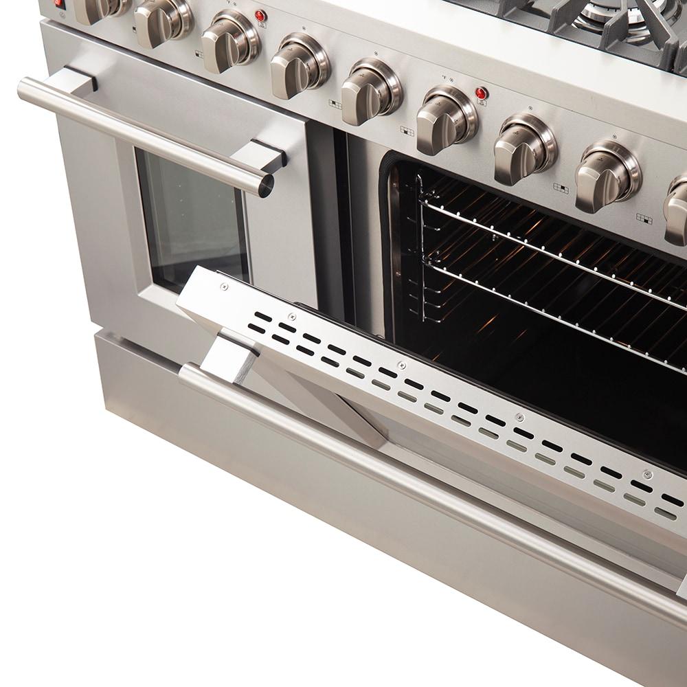 Galiano 48-inch Gas Range Stainless Steel, 8 Burners, 107,000 BTU, Griddle, Double Ovens