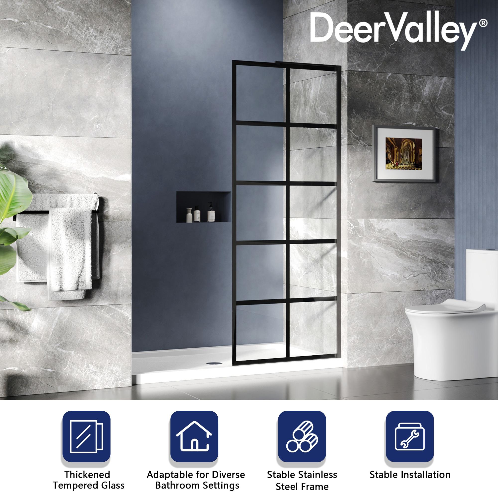 DV-1SD0219 32"×78" Single Fixed Tempered Glass Panel,Framed Shower Screen