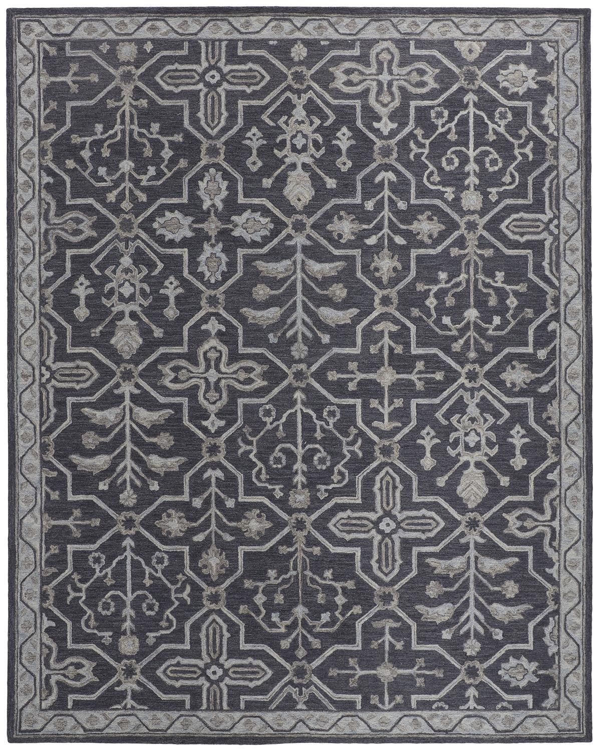 Room Envy Faris 4 x 6 (ft) Tufted Wool Odyssey Gray/Light Gray Rectangular Indoor Floral/Botanical Global Area rug