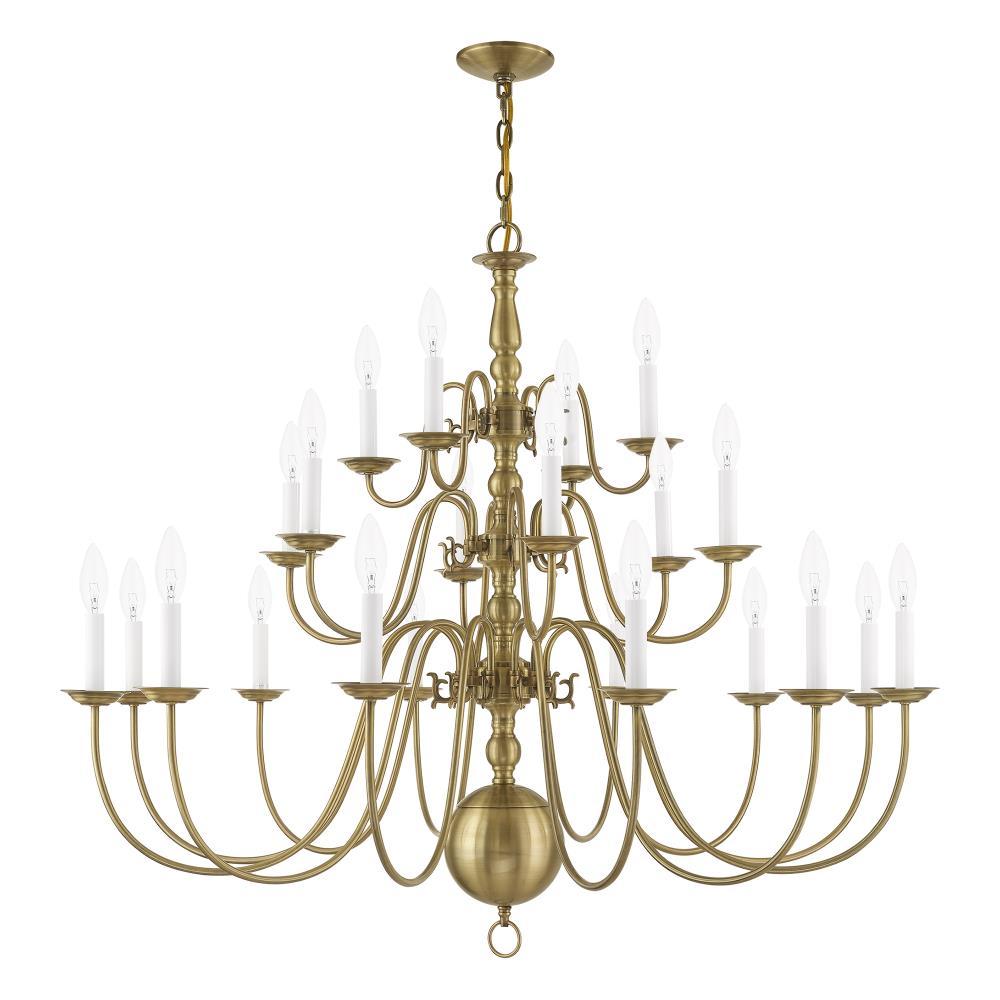 Livex Lighting Williamsburgh 22 - Light Chandelier in  Antique Brass