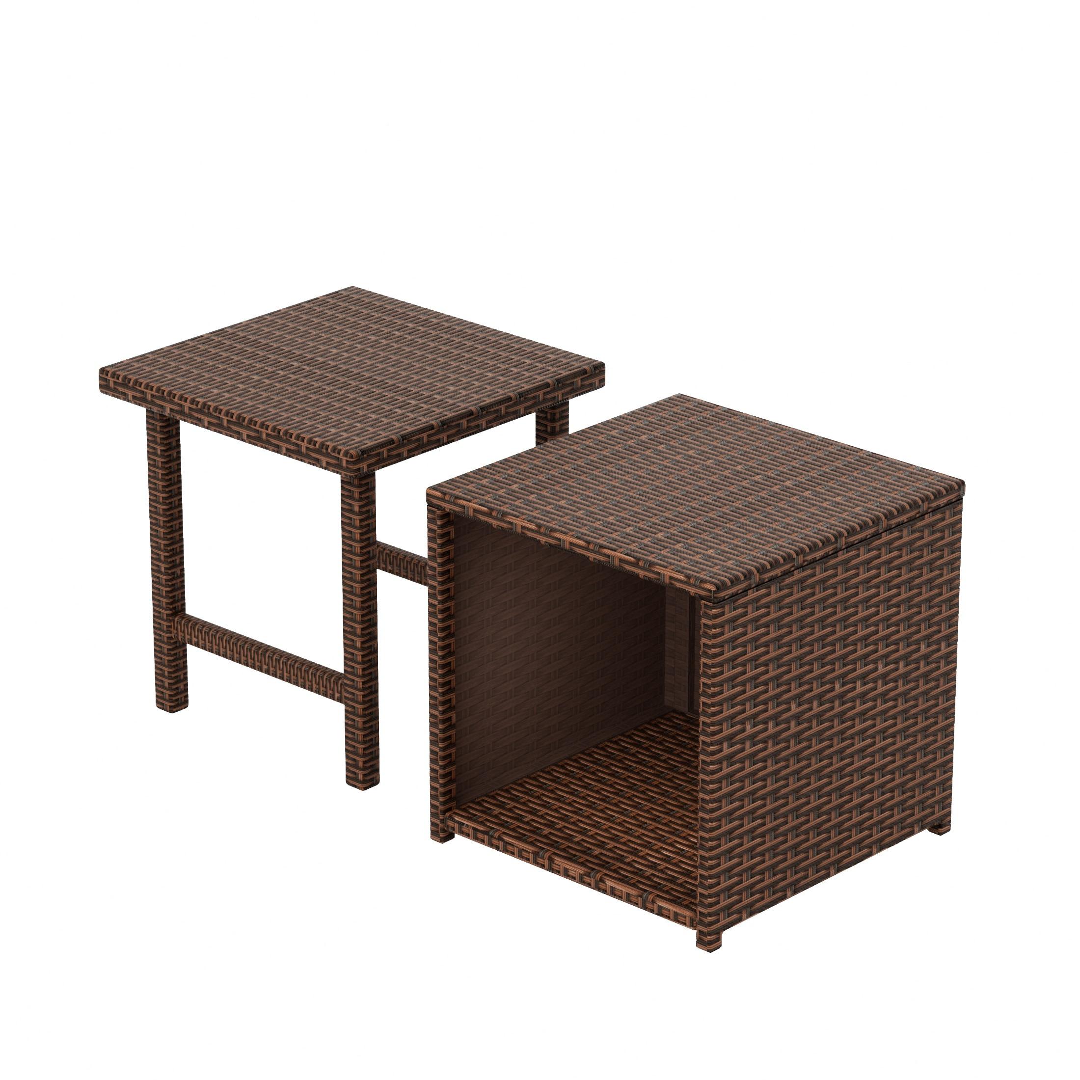 Polytrends  Merrick Wicker Rattan Table (Set of 2) Brown