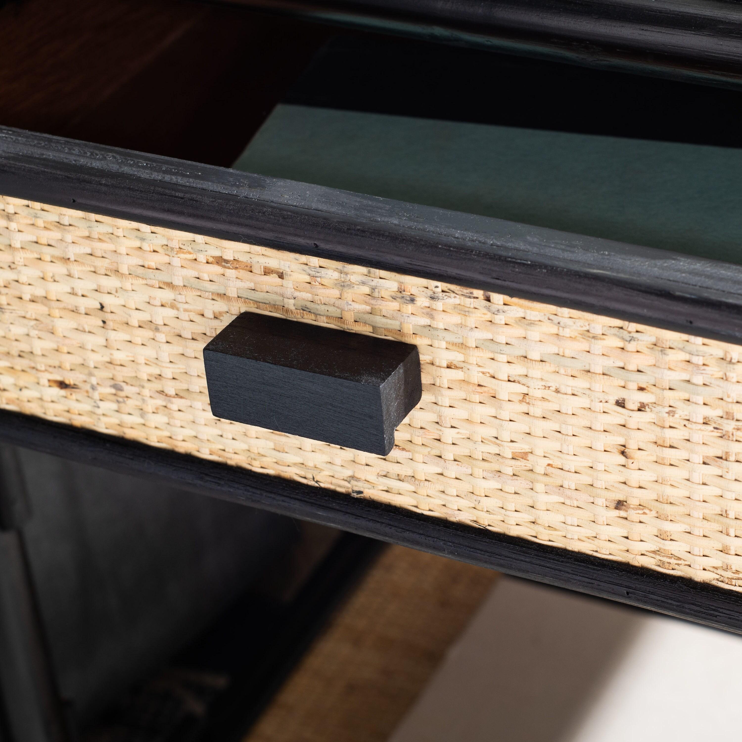 Roya 1 Drawer 1 Shelf Nightstand - NST4005 - Black/Natural - Safavieh