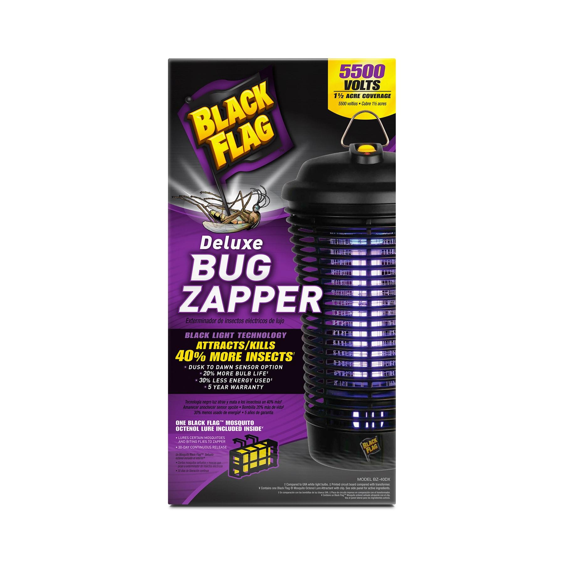 Black Flag 5500 Volt Deluxe 40 Watt Electronic Insect Killer,  Bug Zapper, 1.5 Acre Coverage, Black