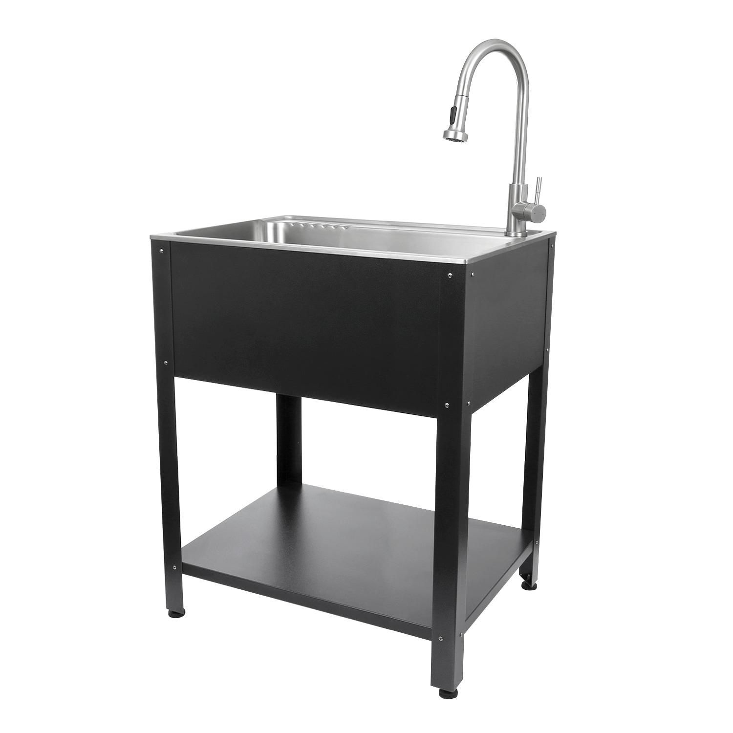 All-In-One 28" L x 22" W Free Standing Laundry Sink with Faucet