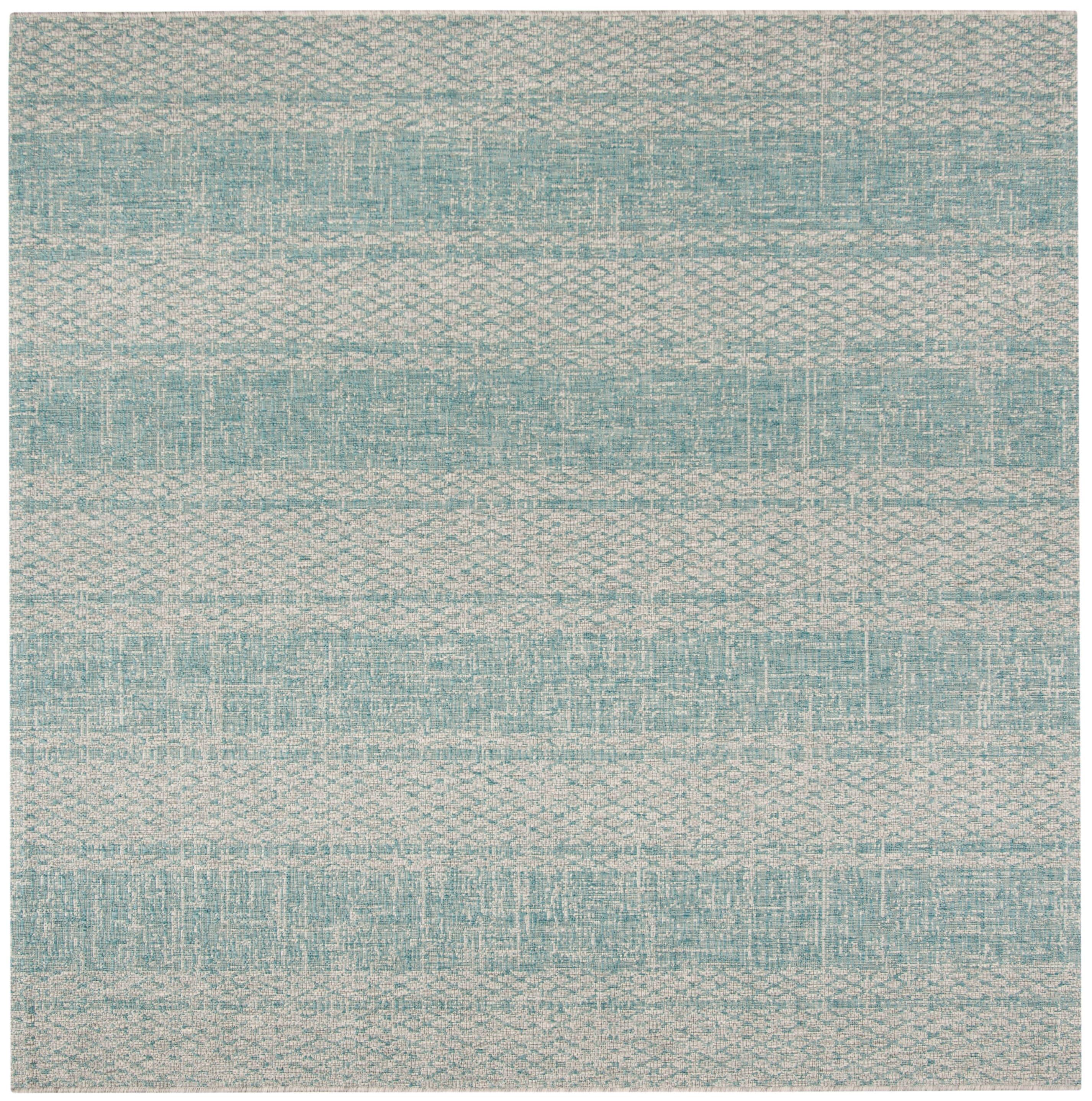 Courtyard CY8736 Power Loomed Indoor and Outdoor Area Rug - Light Grey/Aqua - 6'7"x6'7" - Safavieh